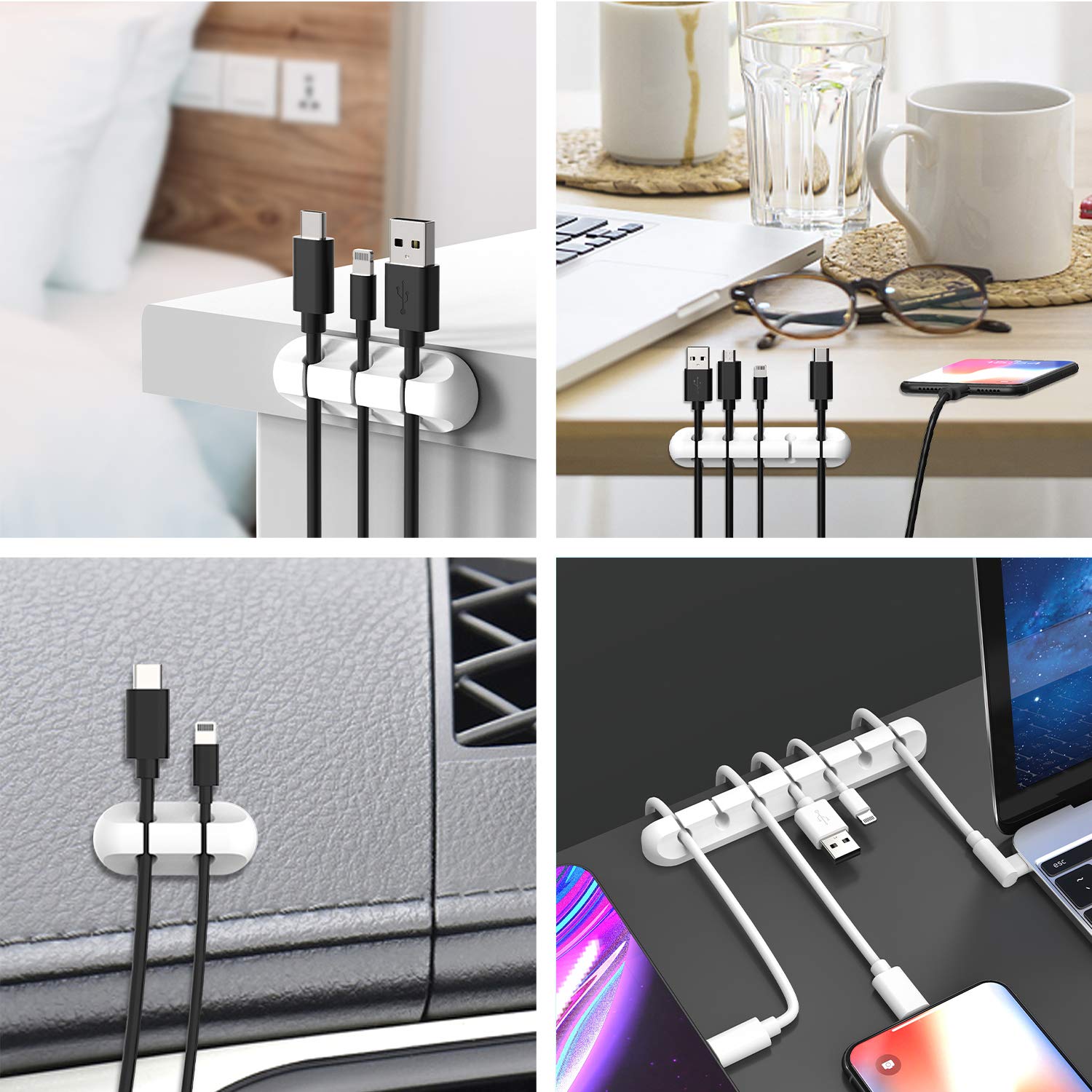 Foto 8 pulgar | Organizador De Cables Con Clips Para Cables, 2 Paquetes, Color Blanco - Venta Internacional.