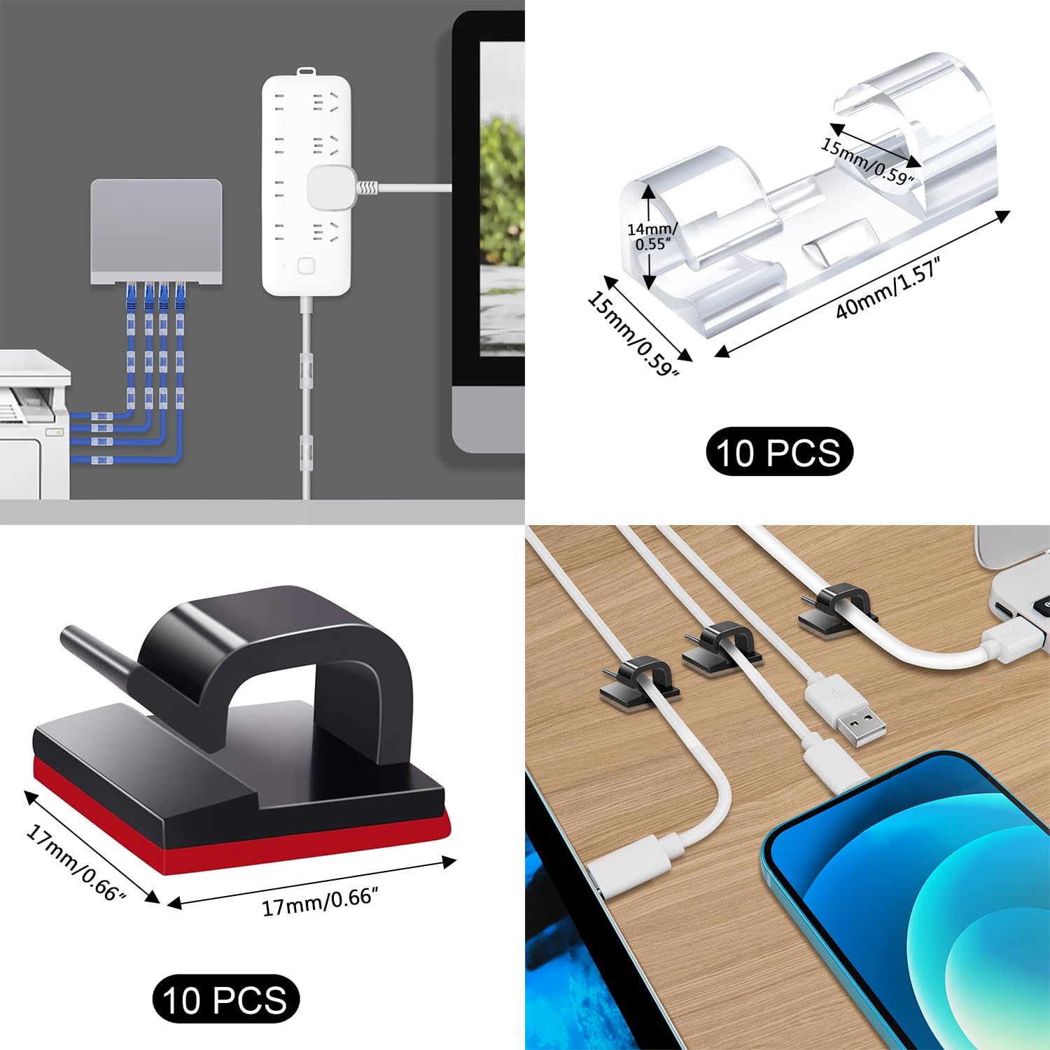 Foto 4 | Kit De Gestión De Cables Soulwit, 200 Unidades, Para Tv, Pc Y Ordenador - Venta Internacional.