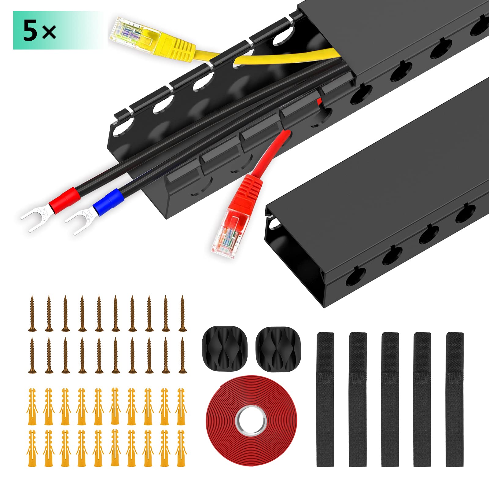 Foto 2 | Cubiertas de Cable Raceway Kit Enonci de 77 cm con Ranura Abierta Paquete de 5 - Venta Internacional