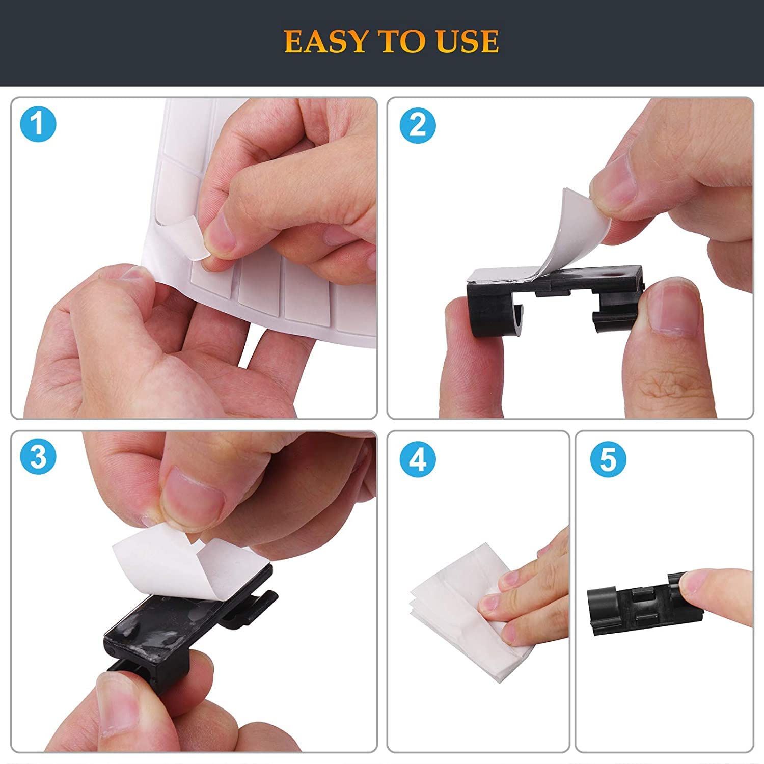 Foto 5 pulgar | Clips De Gestión De Cables Soulwit Autoadhesivos, 50 Unidades, Grandes - Venta Internacional.