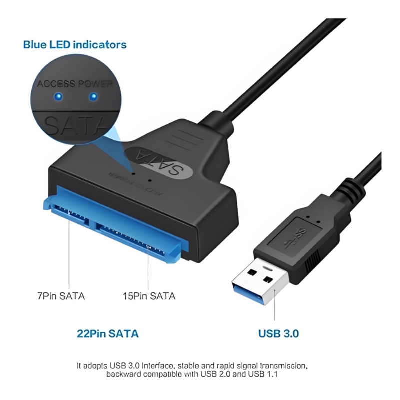 Foto 5 | Adaptador de Cable de Disco Duro Usb 3.0 A Sata 3 Hdd 2.5 De 22 Pines - Venta Internacional