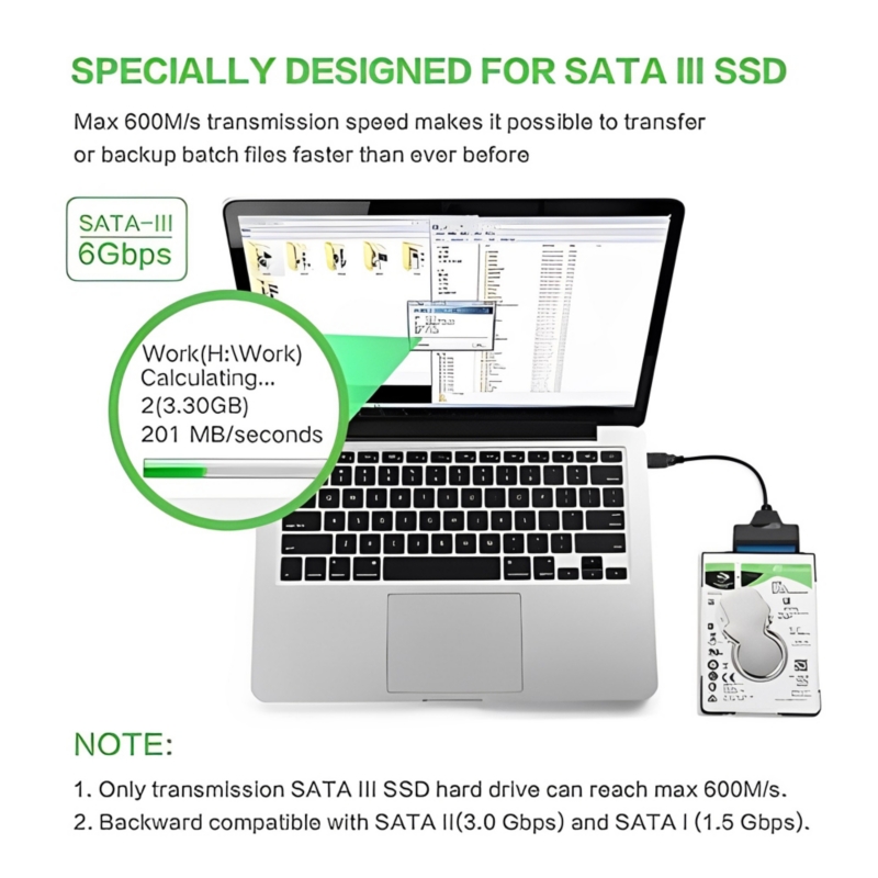 Foto 6 | Adaptador de Cable de Disco Duro Usb 3.0 A Sata 3 Hdd 2.5 De 22 Pines - Venta Internacional