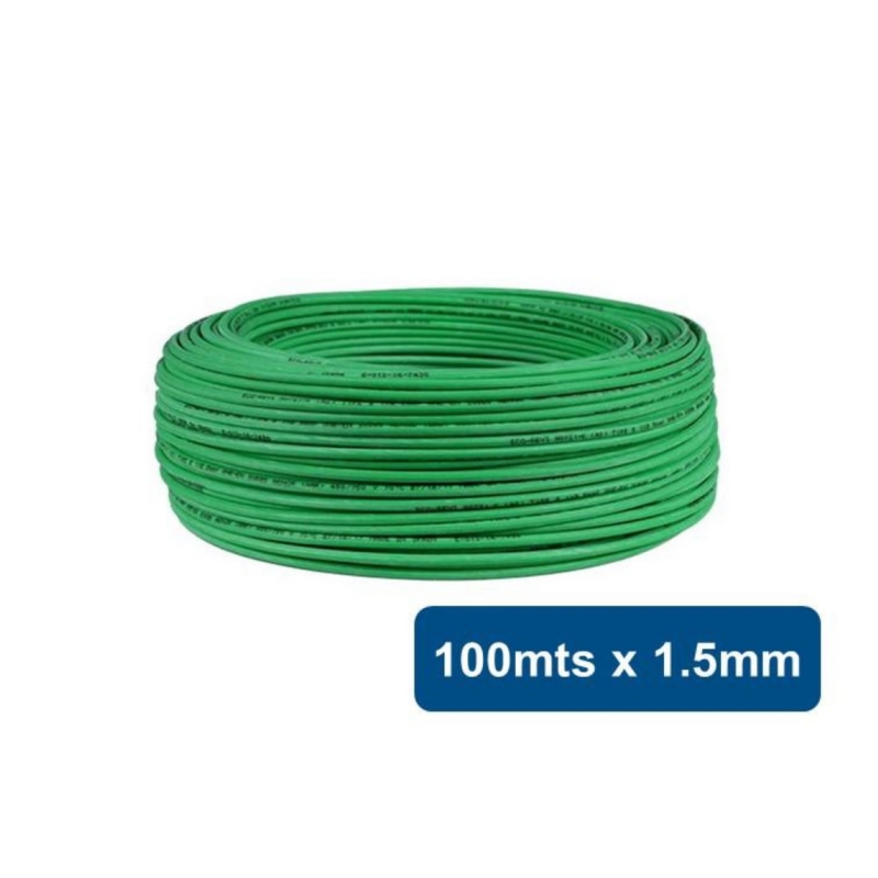 Foto 2 pulgar | Cable Eva H07Z1-K 100 m x 1,5 mm Verde con Cubierta Ignífuga - Venta Internacional