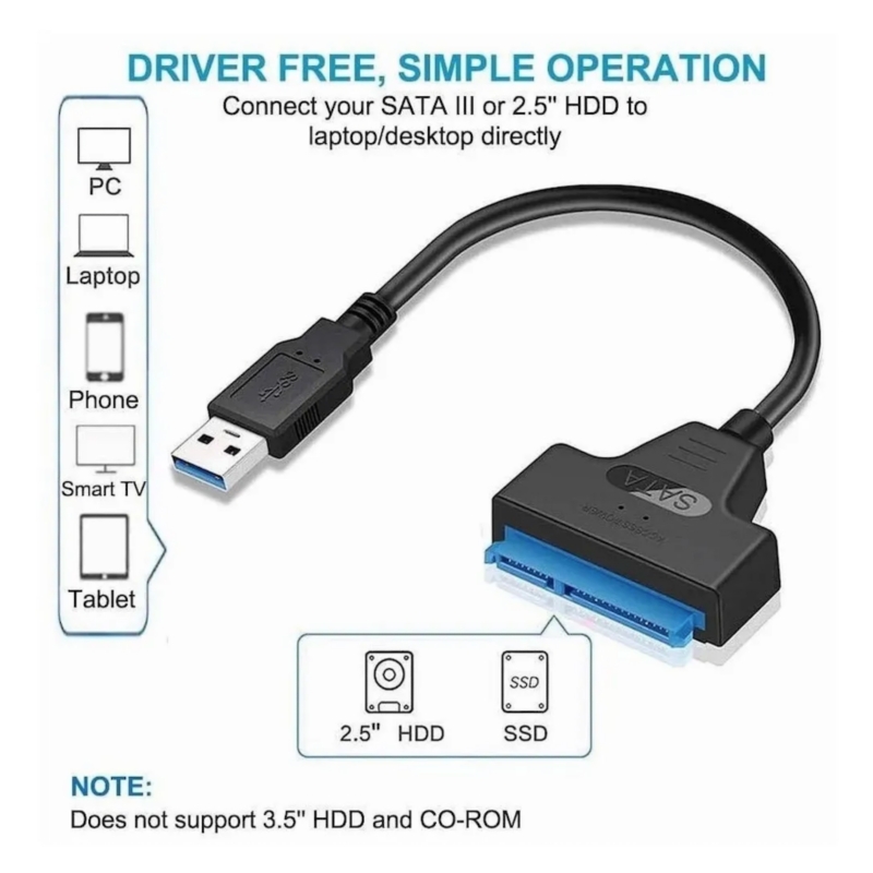 Foto 4 pulgar | Cable Adaptador Sata a Usb 3.0 para Ordenadores Portátiles con Disco Duro de 2,5 Pulgadas - Venta Internacional