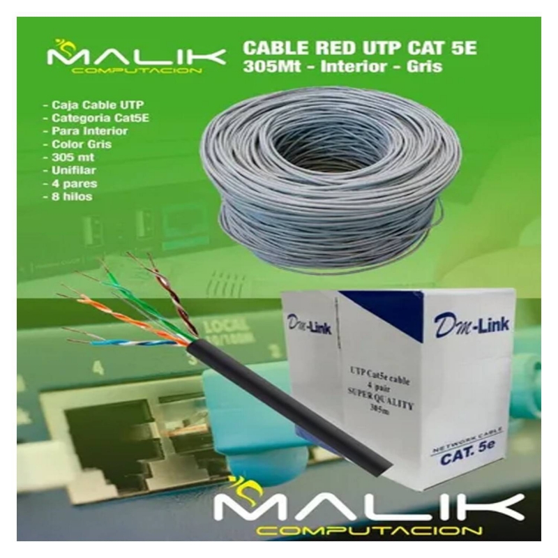 Foto 3 pulgar | Cable d Red Utp Cat 5e 305 M Gris - Venta Internacional