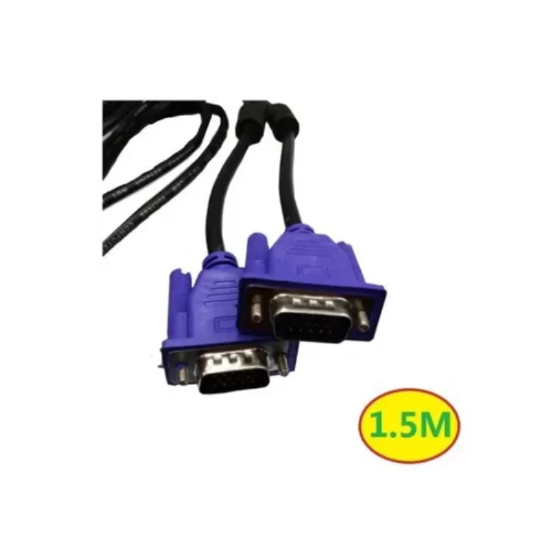 Cable Vga Blindado De 1,5 M, Macho A Macho, Con Núcleo De Ferrita, Negro - Venta Internacional.