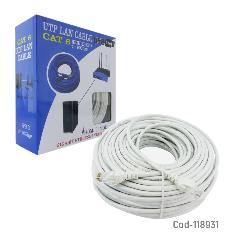 Foto 4 pulgar | Cable de Red de 40 m Categoría 6e Terminales Rj-45 - Venta Internacional
