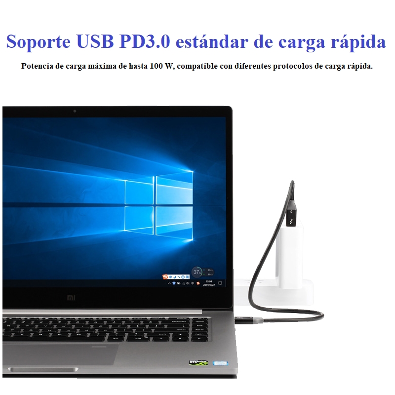 Foto 7 pulgar | Cable Thunderbolt 3 Tipo C De 100 W, 20 V-5 A, 61 Cm De Longitud - Venta Internacional.