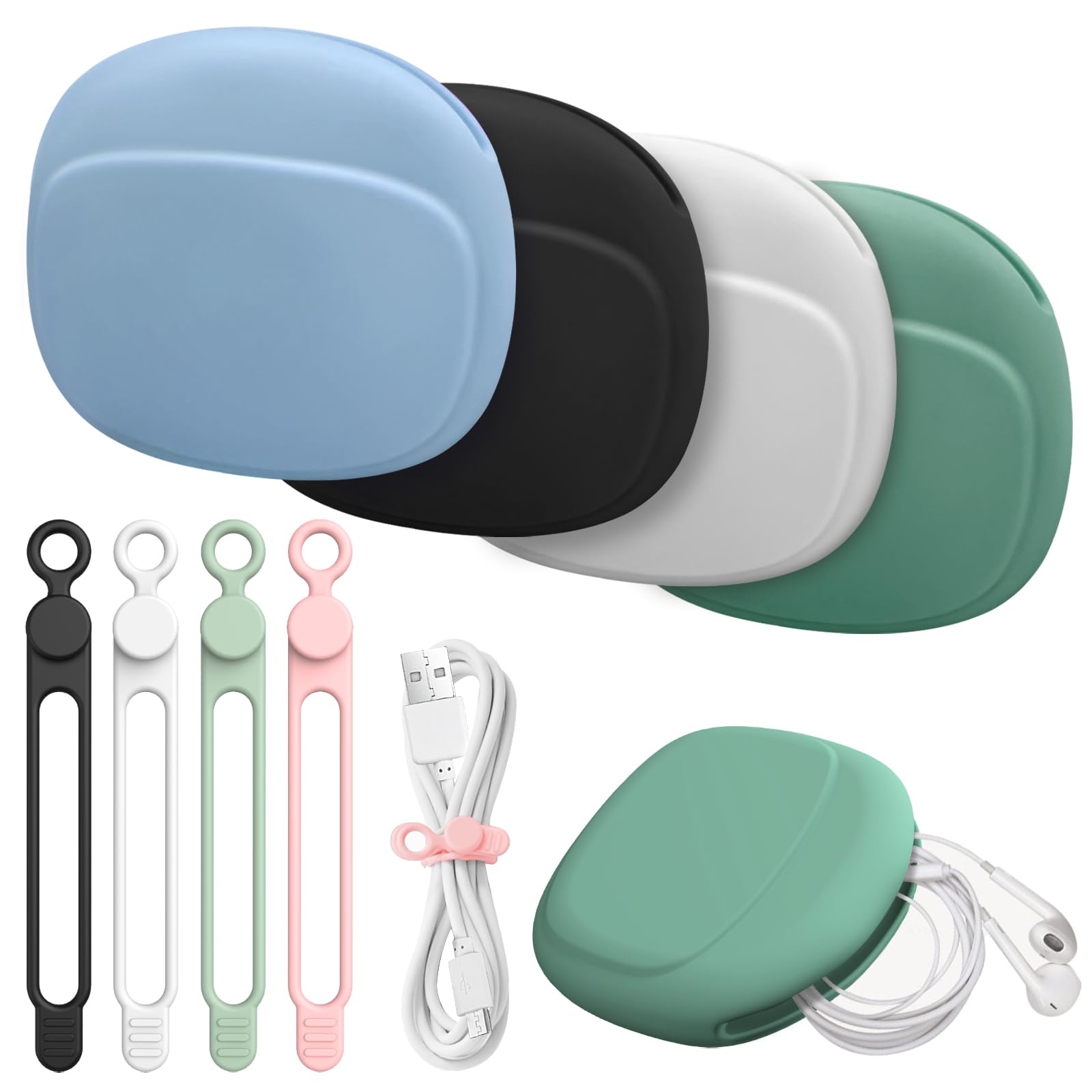 Set Organizador De Silicona Con Funda De Almacenamiento, Bridas Para Cables Y Caja De Llaves - Venta Internacional. $376