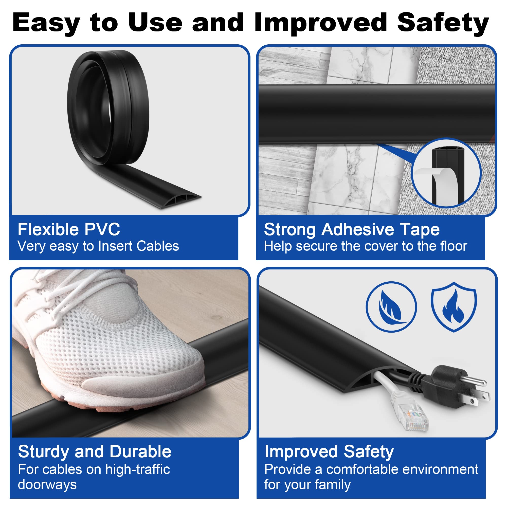 Foto 4 pulgar | Corrector De Cables Floor Cord Cover Lzeoy De Pvc Marrón De 4 Pies - Venta Internacional.
