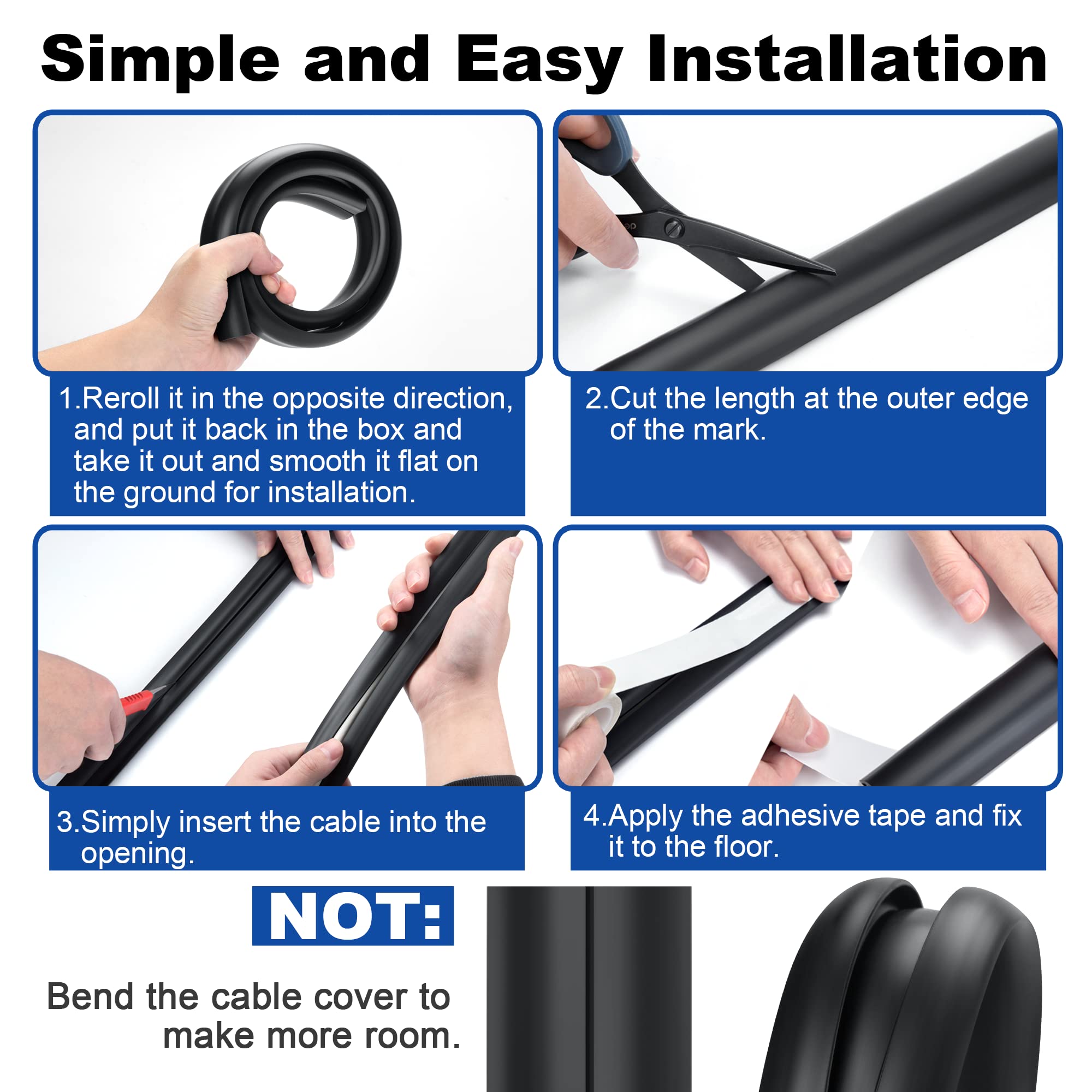 Foto 6 pulgar | Corrector De Cables Floor Cord Cover Lzeoy De Pvc Marrón De 4 Pies - Venta Internacional.