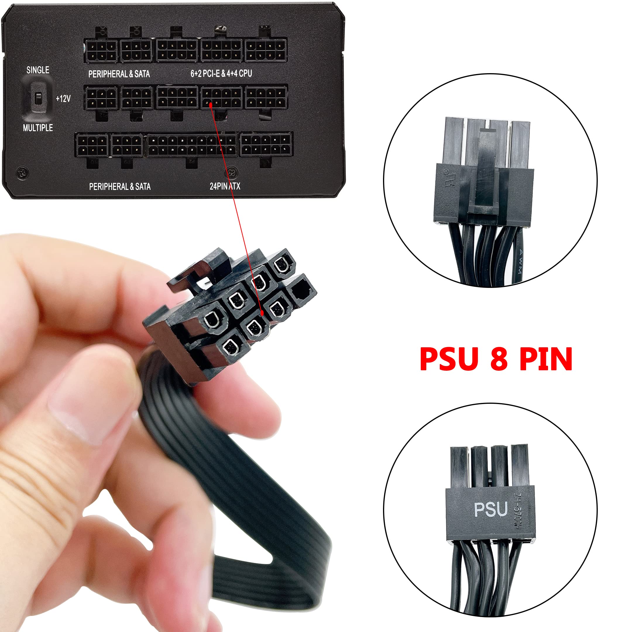 Foto 3 pulgar | Cable Pcie Certusfun De 8 Pines A 6+2 Pines De 65 Cm Para Fuente De Alimentación Corsair - Venta Internacional.
