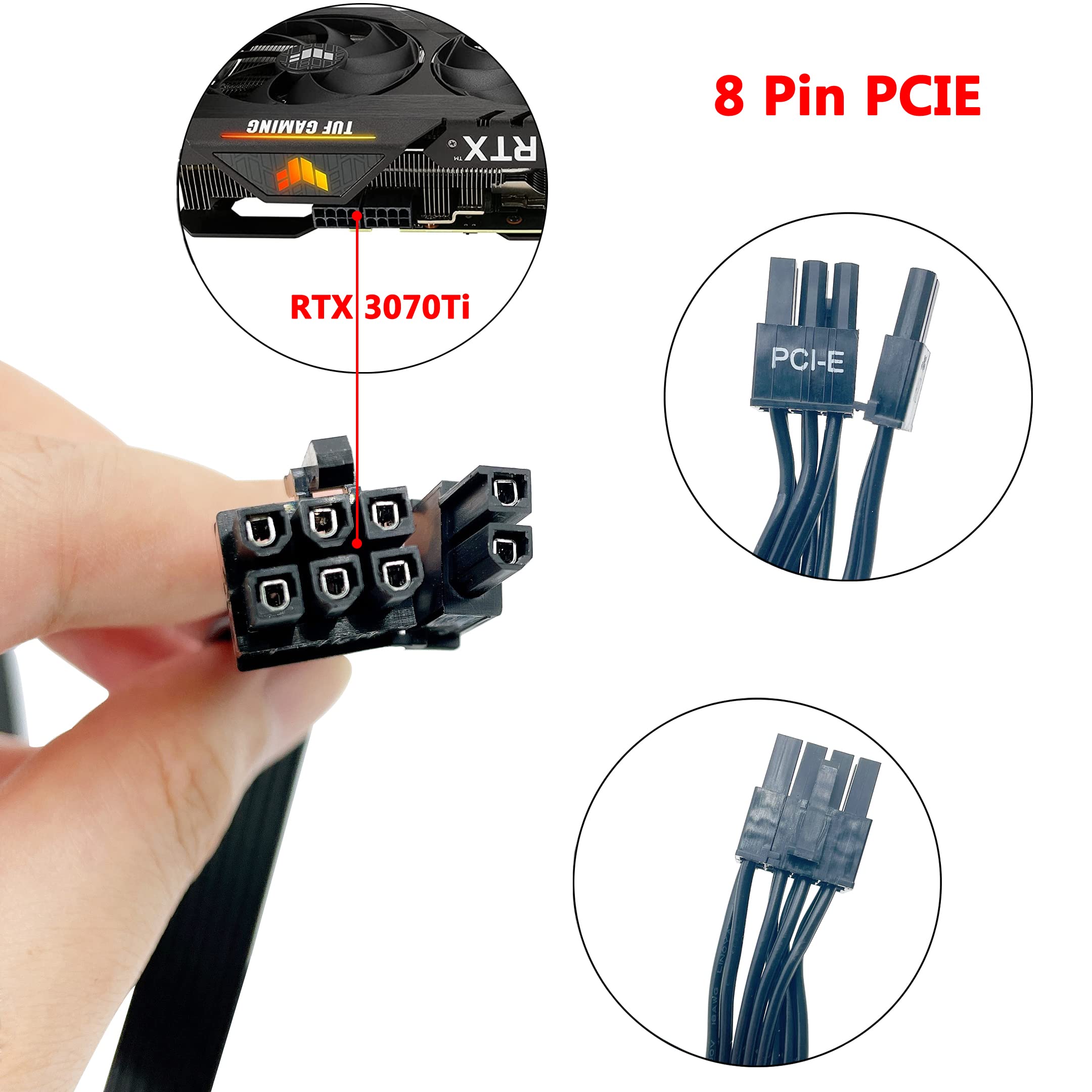 Foto 4 pulgar | Cable Pcie Certusfun De 8 Pines A 6+2 Pines De 65 Cm Para Fuente De Alimentación Corsair - Venta Internacional.
