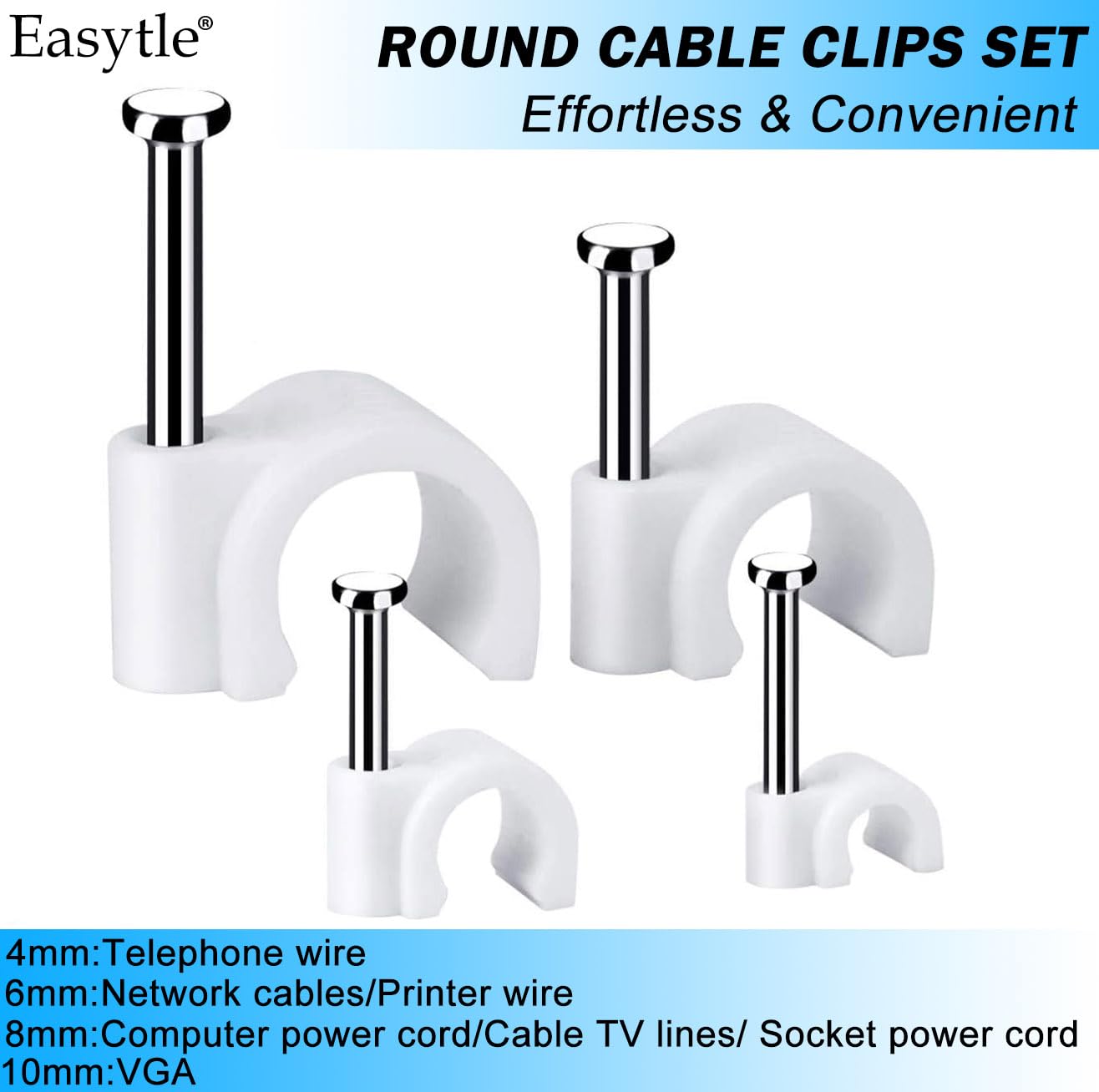 Foto 7 pulgar | Clips Para Cables Easytle, Paquete De 200 Unidades (4 Mm, 6 Mm, 8 Mm, 10 Mm) - Venta Internacional.