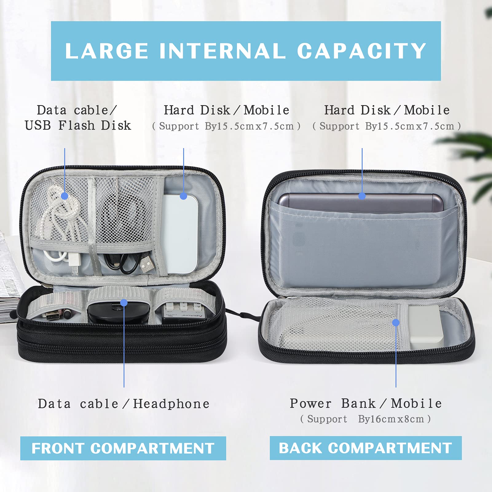 Foto 4 pulgar | Funda Organizadora de Cables para Viaje FYY Negra - Venta Internacional