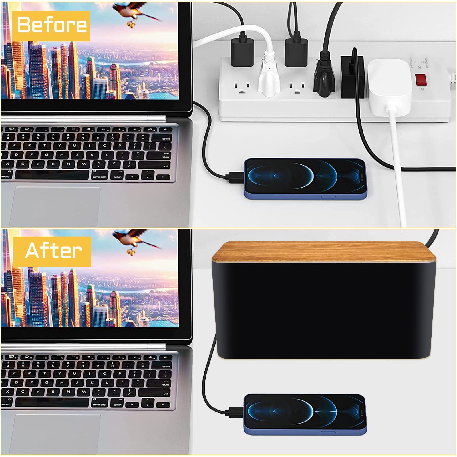 Foto 5 | Caja de Gestión de Cables Yuanye Paquete de 2 con Clips y Bridas para Cables - Venta Internacional