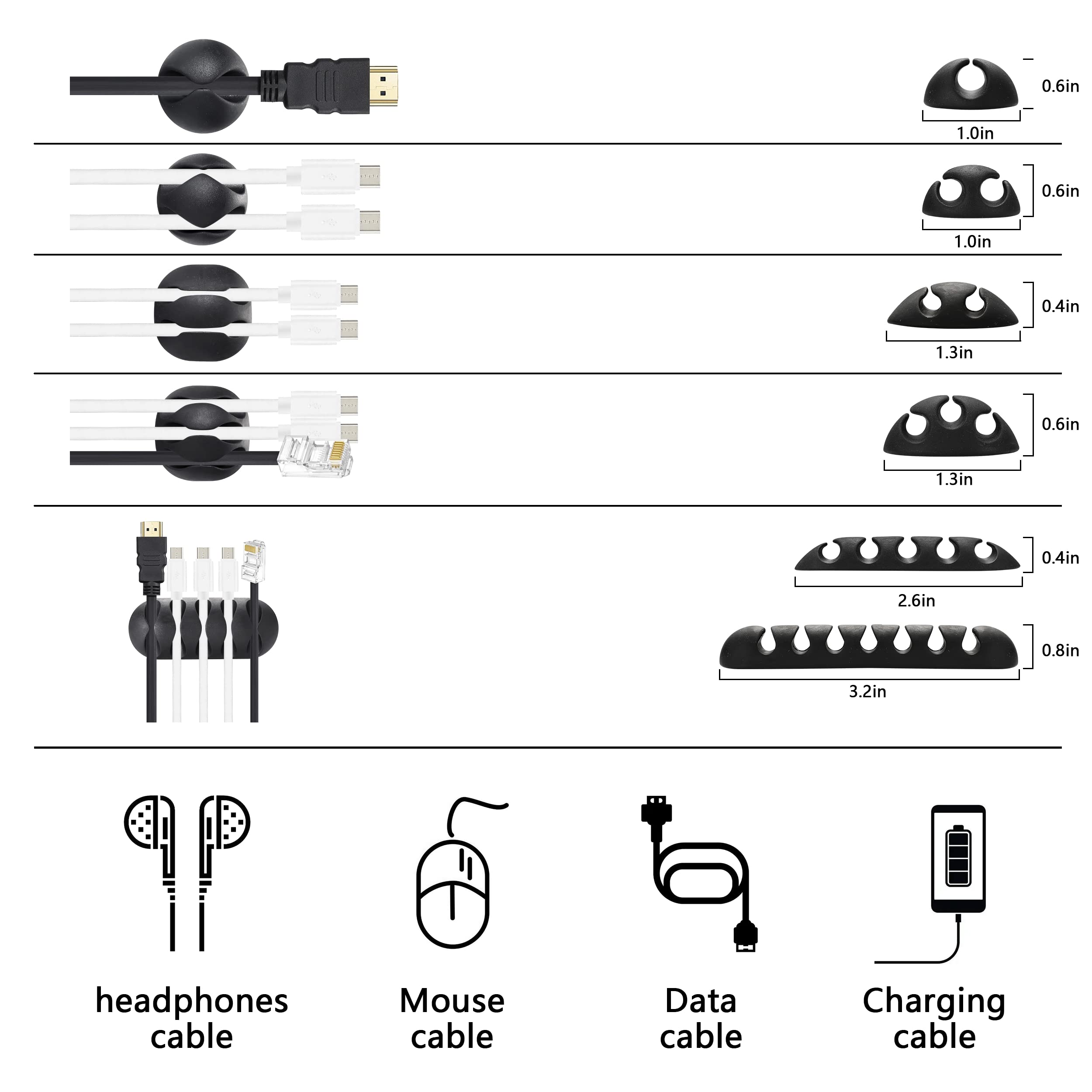 Foto 3 pulgar | Kit Organizador De Gestión De Cables Hebba 173 Piezas Con Funda Para Cables - Venta Internacional