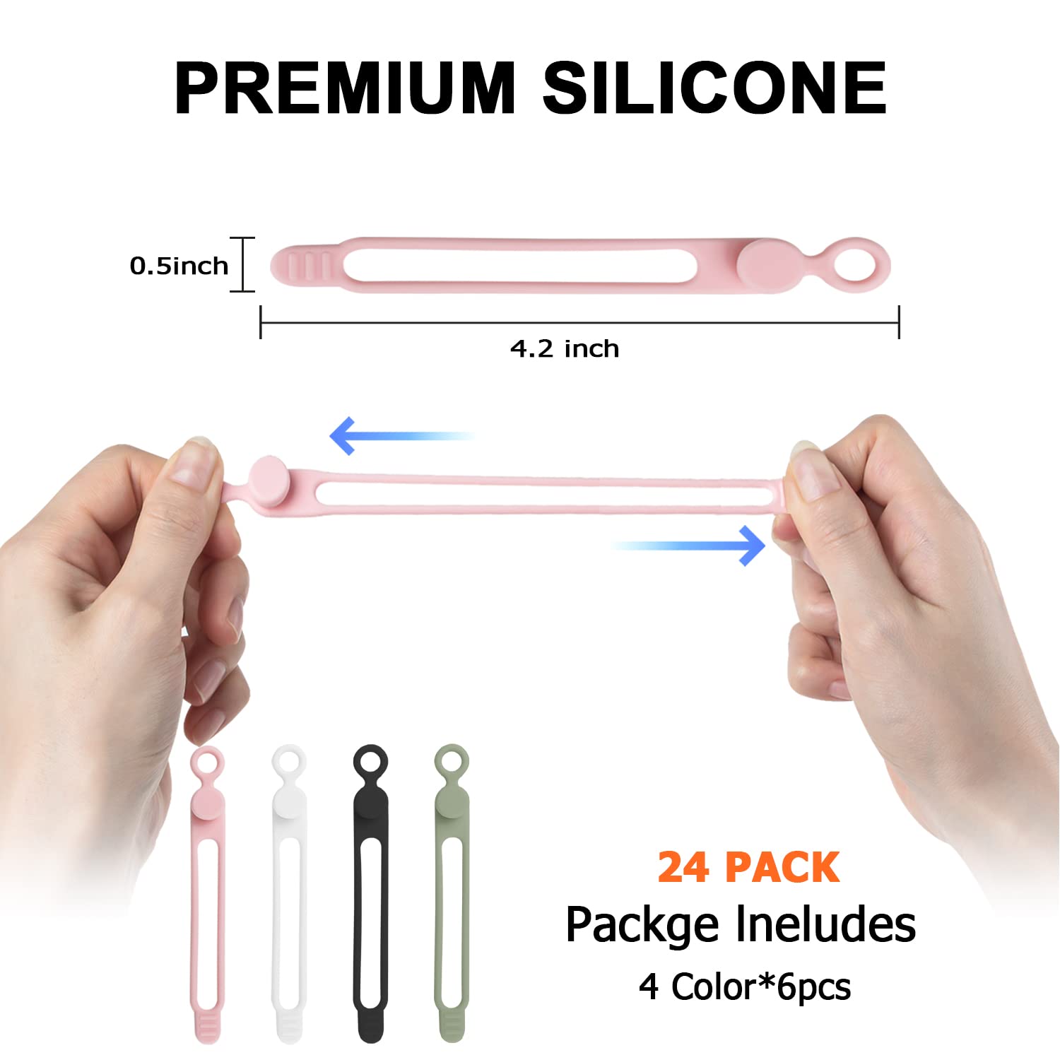 Foto 3 pulgar | Organizador de Correas para Cables Nearockle Silicona 24 Piezas 4 Colores - Venta Internacional