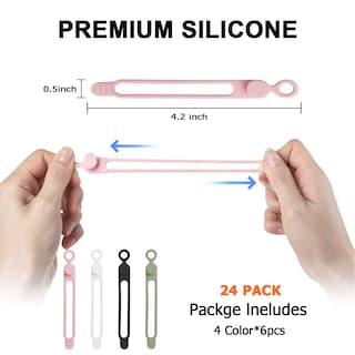 Foto 2 | Organizador de Correas para Cables Nearockle Silicona 24 Piezas 4 Colores - Venta Internacional