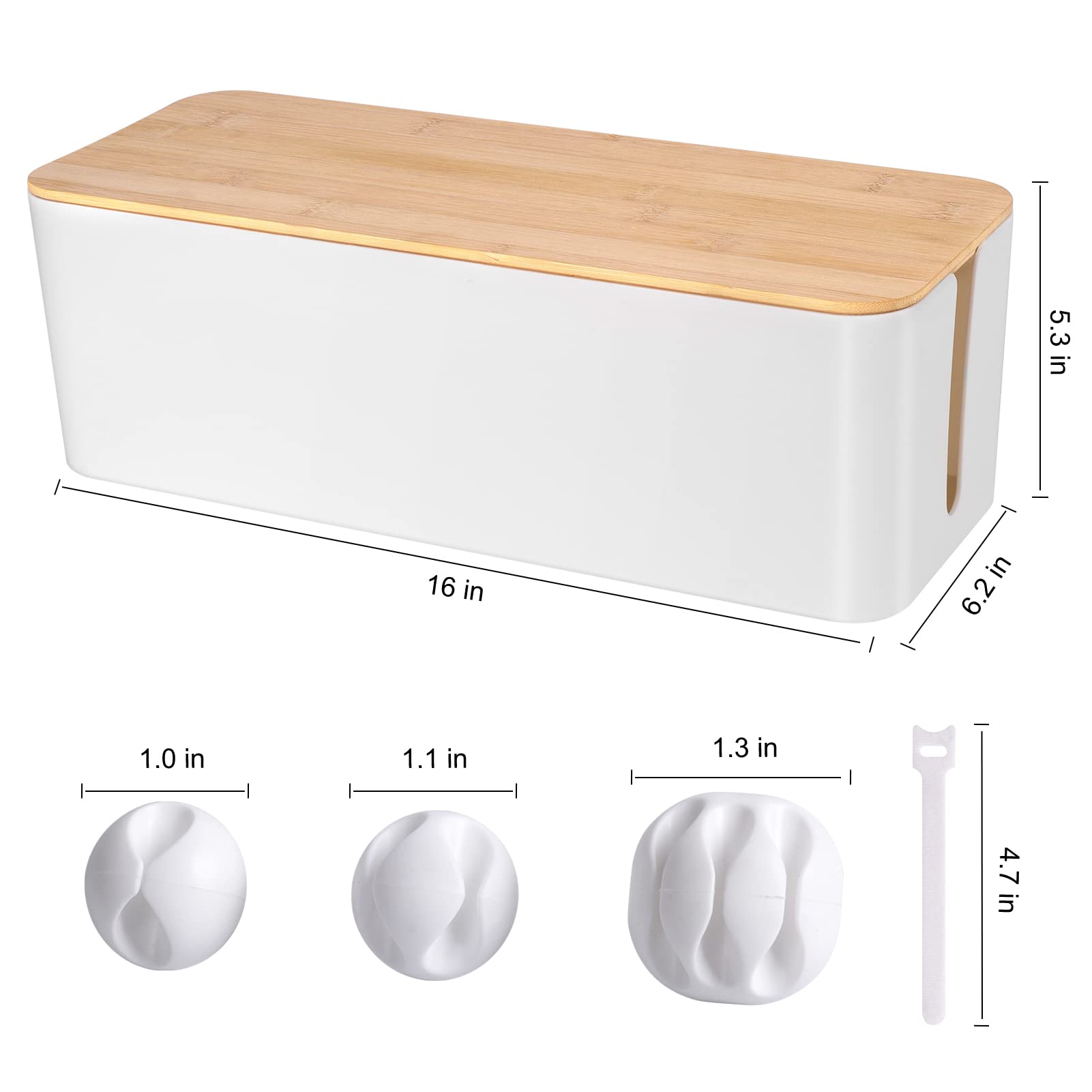 Foto 3 pulgar | Caja De Gestión De Cables Tuwechen Estilo Madera Tamaño Grande color Blanco - Venta Internacional