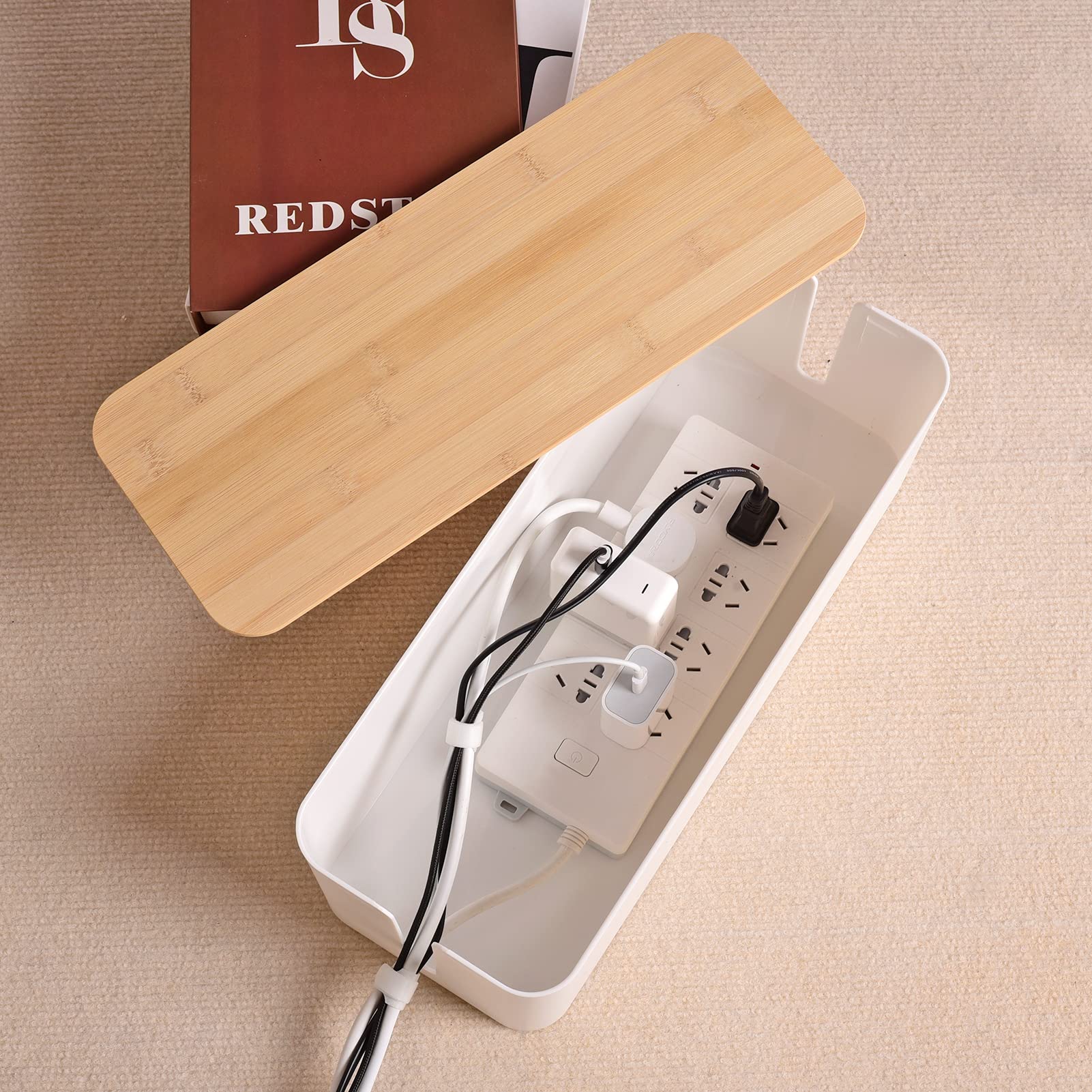 Foto 4 pulgar | Caja De Gestión De Cables Tuwechen Estilo Madera Tamaño Grande color Blanco - Venta Internacional
