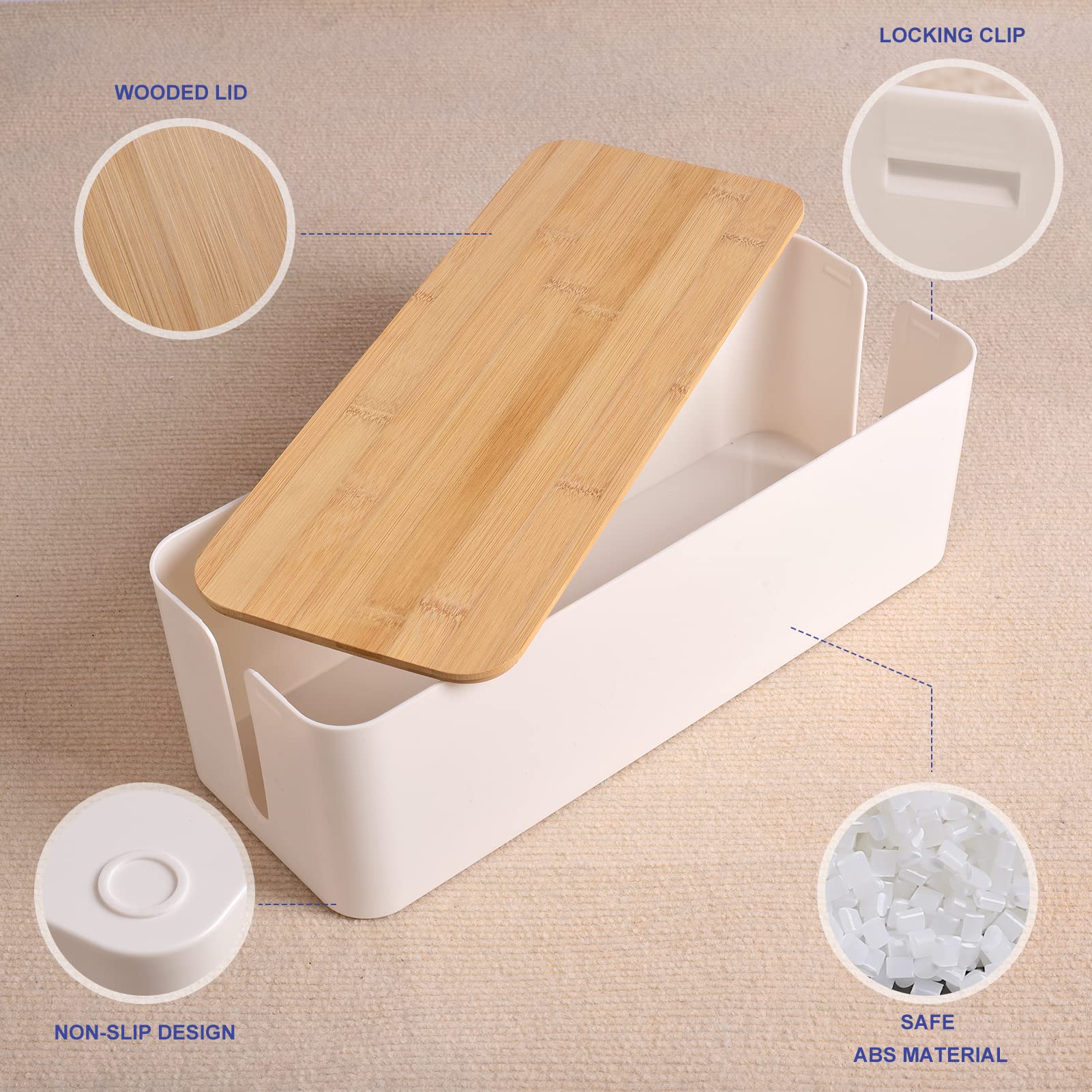 Foto 5 pulgar | Caja De Gestión De Cables Tuwechen Estilo Madera Tamaño Grande color Blanco - Venta Internacional