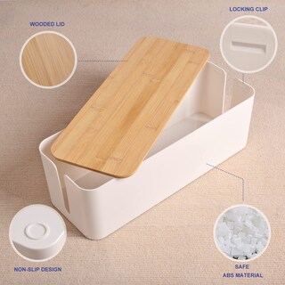 Foto 4 | Caja De Gestión De Cables Tuwechen Estilo Madera Tamaño Grande color Blanco - Venta Internacional
