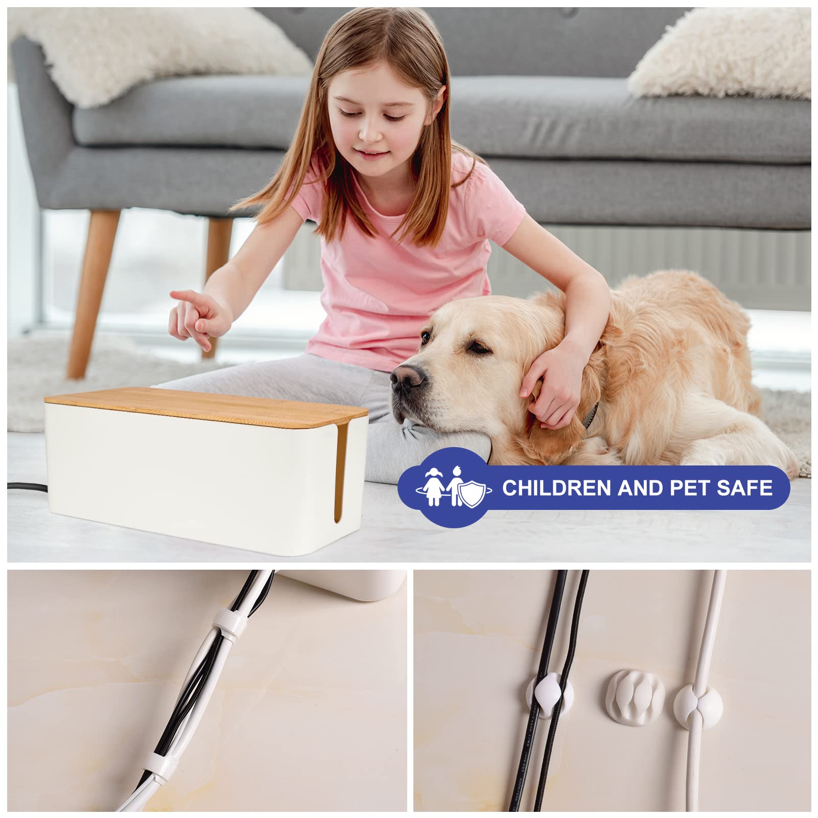 Foto 6 pulgar | Caja De Gestión De Cables Tuwechen Estilo Madera Tamaño Grande color Blanco - Venta Internacional
