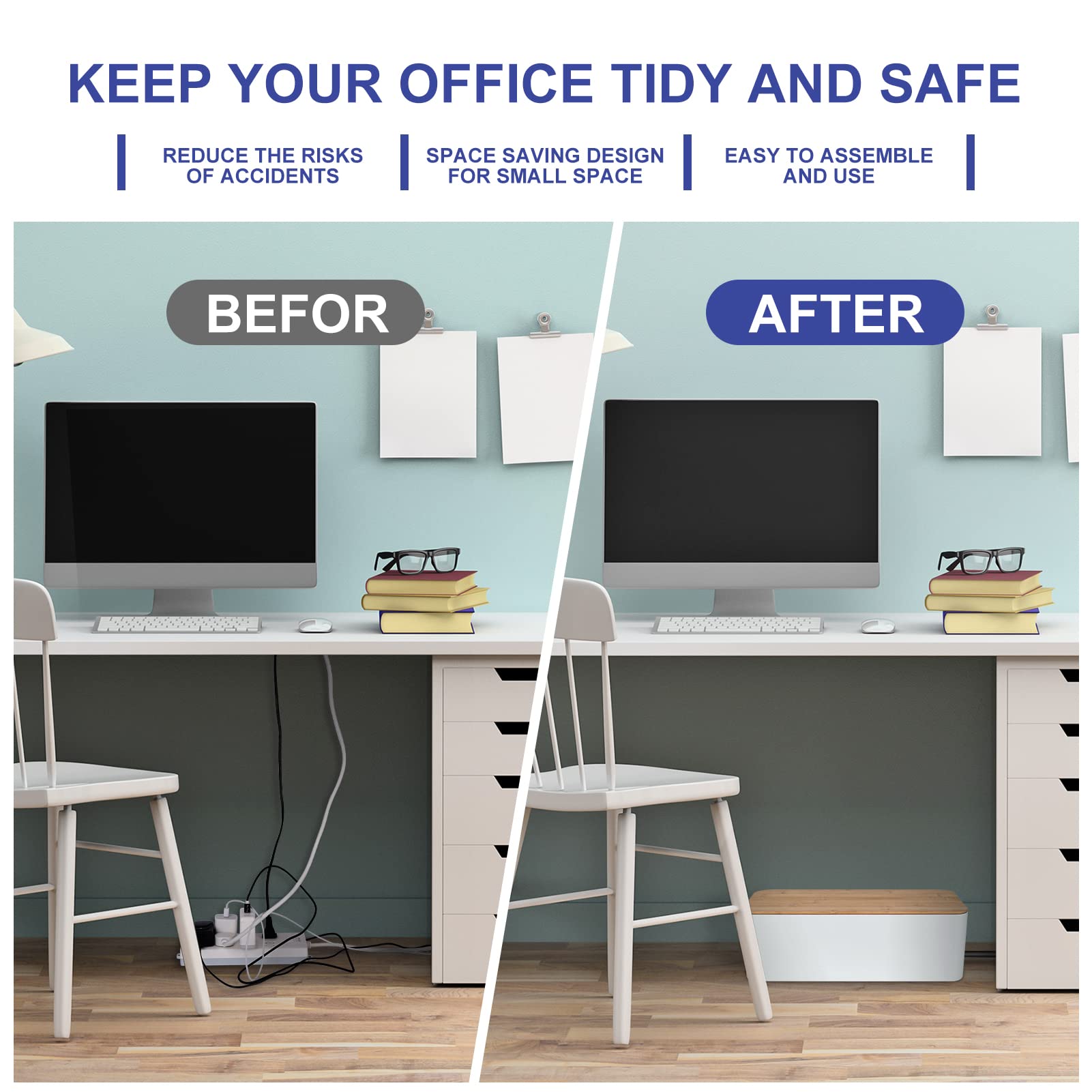 Foto 7 pulgar | Caja De Gestión De Cables Tuwechen Estilo Madera Tamaño Grande color Blanco - Venta Internacional