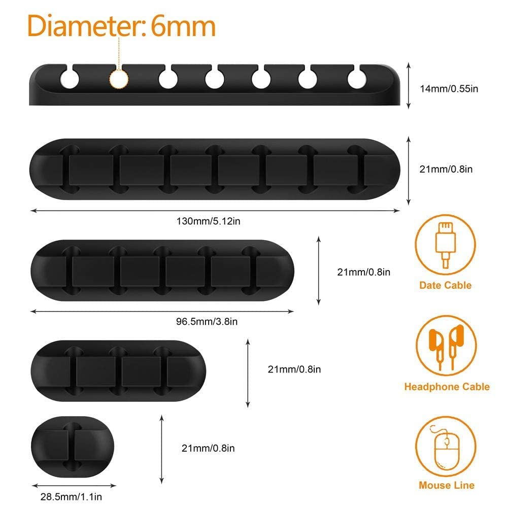 Foto 4 pulgar | Clips Organizadores de Cables Soporte para Cables 5 Paquetes Autoadhesivos Negros - Venta Internacional
