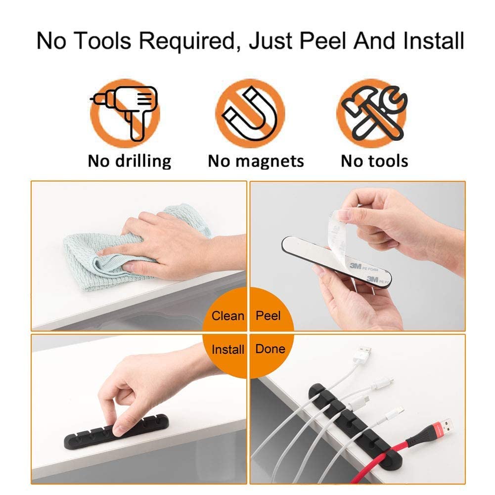 Foto 6 pulgar | Clips Organizadores de Cables Soporte para Cables 5 Paquetes Autoadhesivos Negros - Venta Internacional
