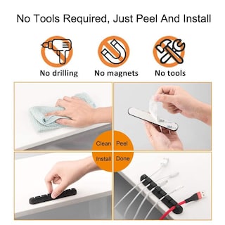 Foto 5 | Clips Organizadores de Cables Soporte para Cables 5 Paquetes Autoadhesivos Negros - Venta Internacional