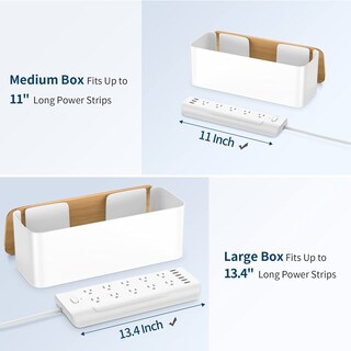 Foto 5 | Caja De Gestión De Cables Yecaye Con Tapa De Bambú, Juego De 2 Unidades, Color Blanco - Venta Internacional.