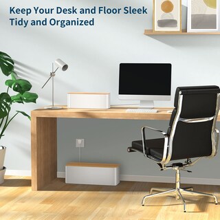 Foto 7 | Caja De Gestión De Cables Yecaye Con Tapa De Bambú, Juego De 2 Unidades, Color Blanco - Venta Internacional.