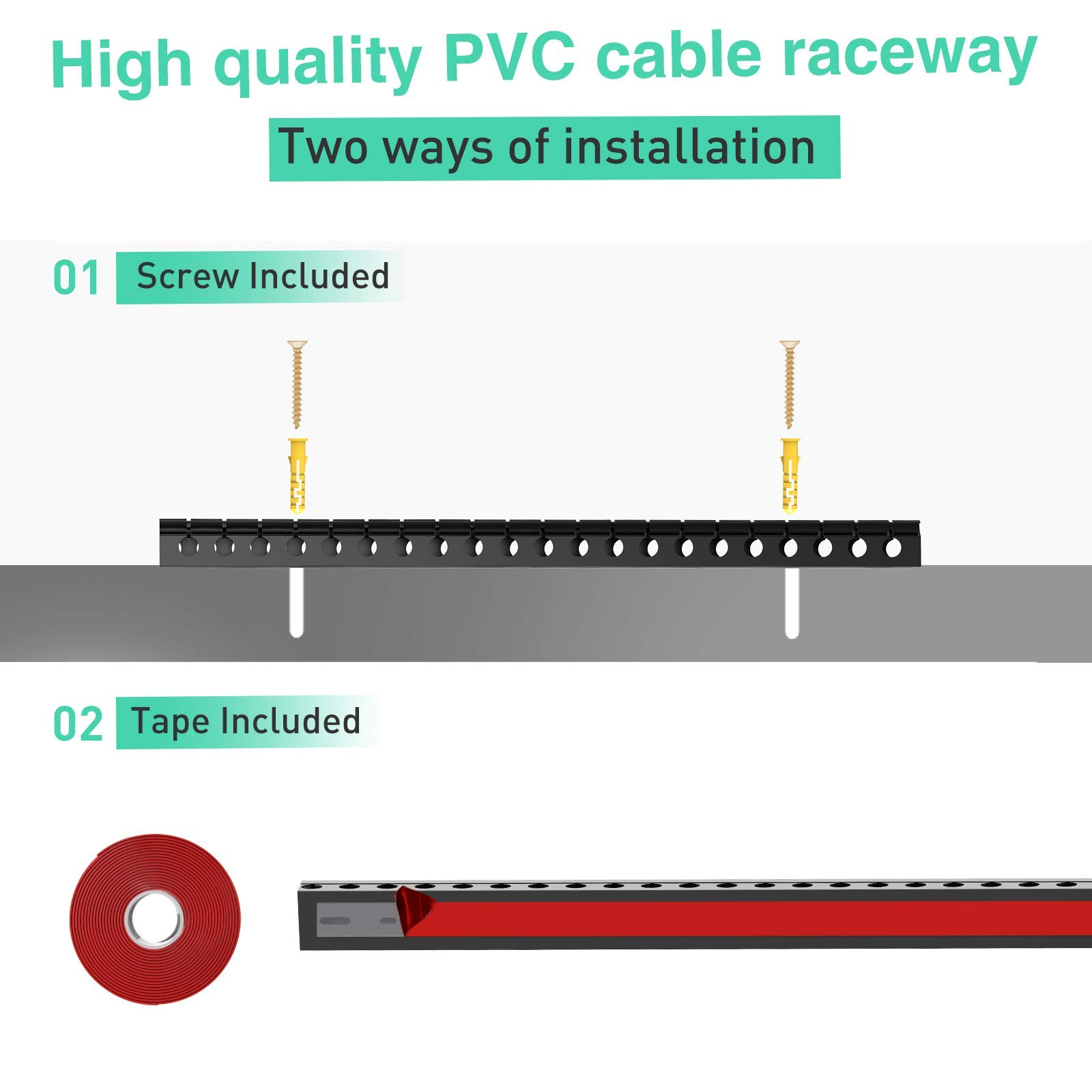 Foto 5 | Cubiertas de Cable Raceway Kit Enonci de 77 cm con Ranura Abierta Paquete de 5 - Venta Internacional