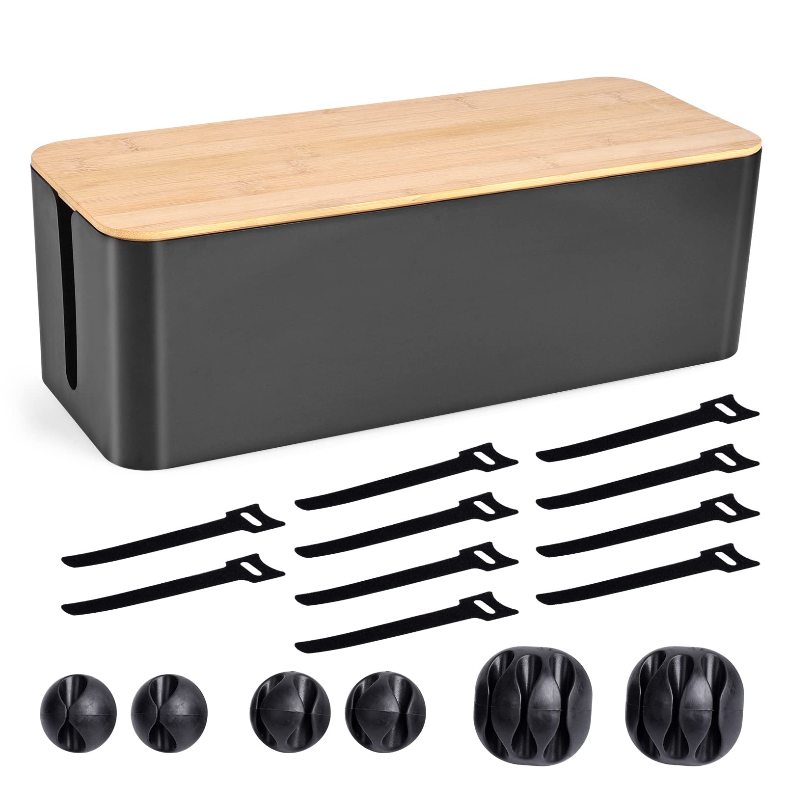 Foto 2 pulgar | Caja De Gestión De Cables Tuwechen, Estilo Madera, Tamaño Grande, Color Negro - Venta Internacional.