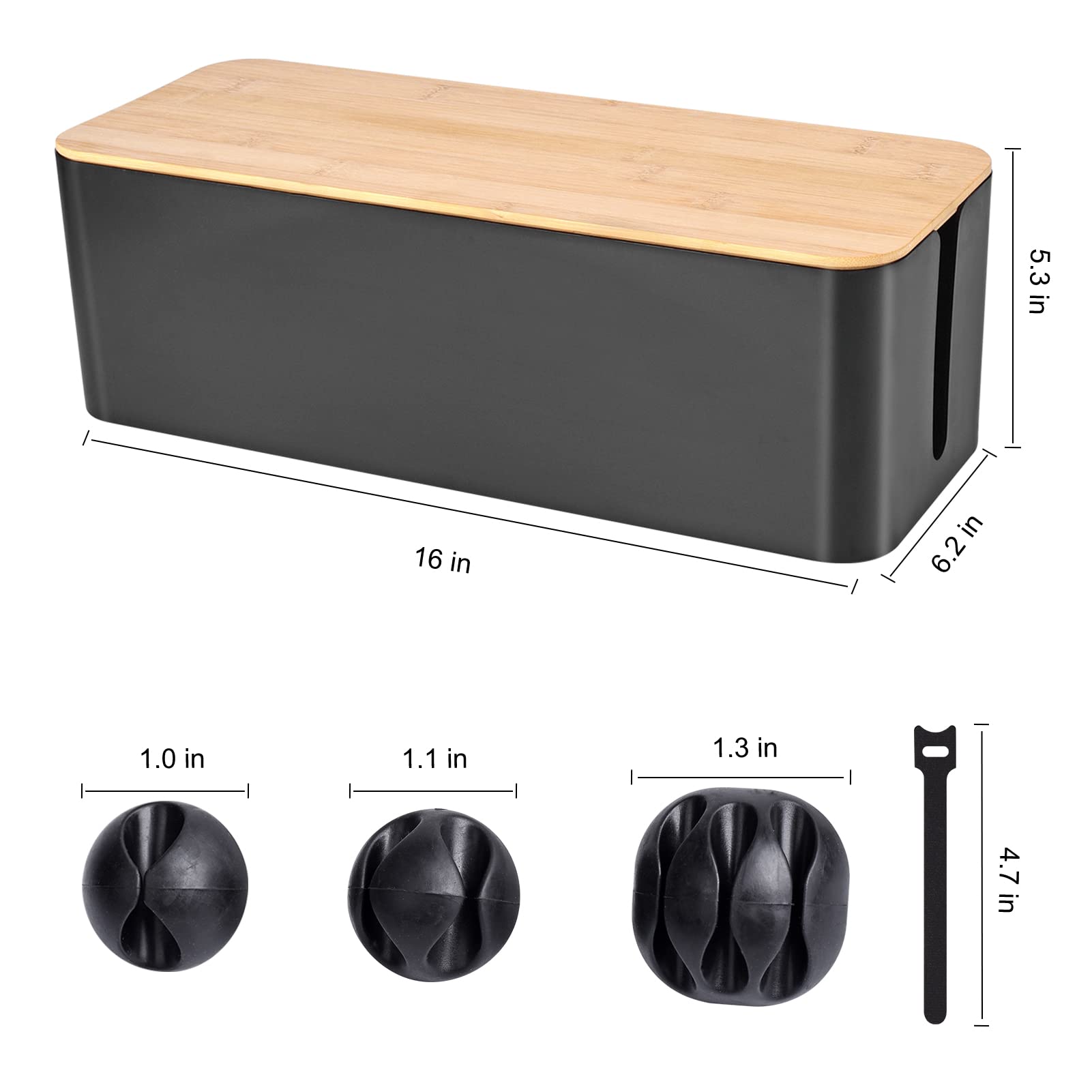 Foto 3 pulgar | Caja De Gestión De Cables Tuwechen, Estilo Madera, Tamaño Grande, Color Negro - Venta Internacional.