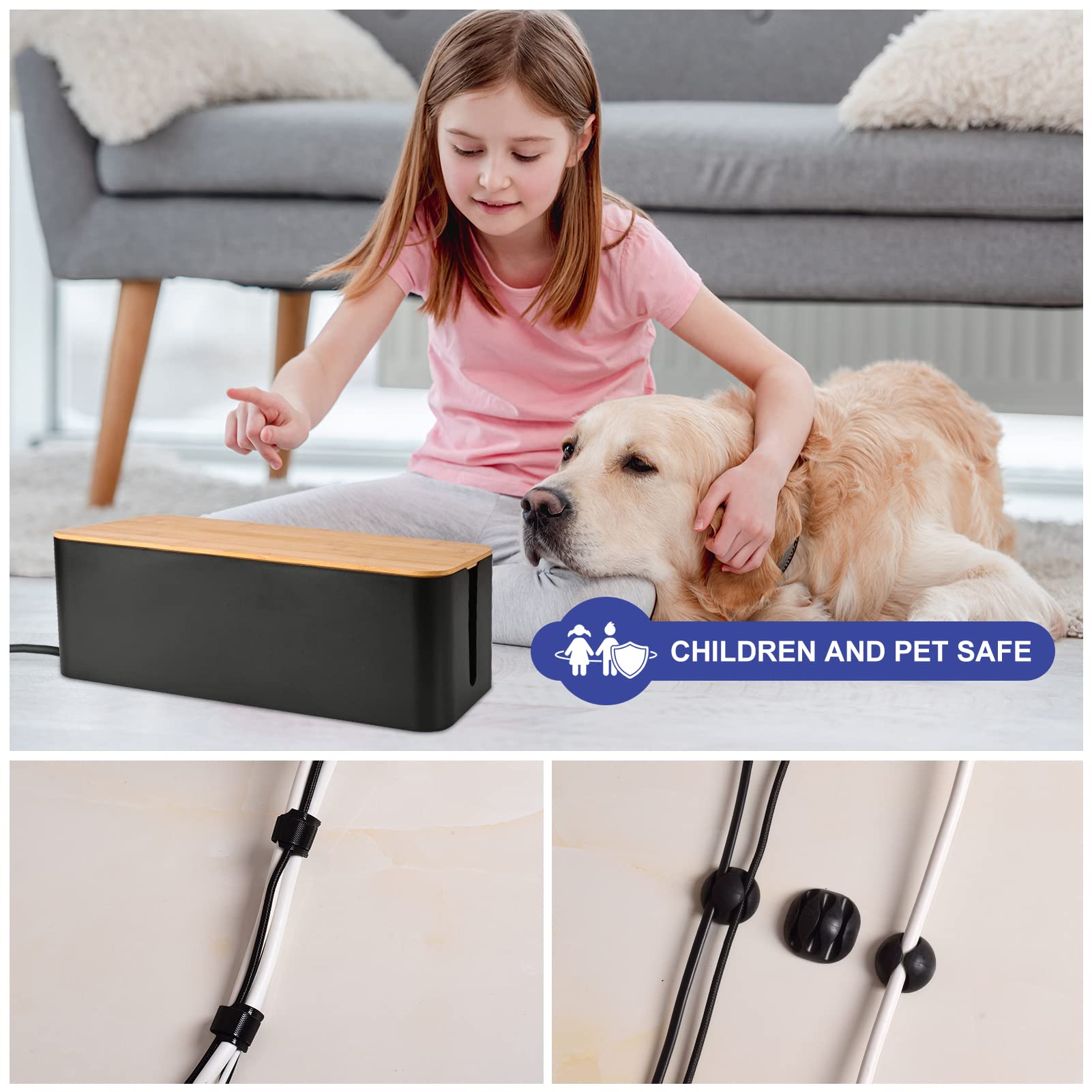 Foto 6 pulgar | Caja De Gestión De Cables Tuwechen, Estilo Madera, Tamaño Grande, Color Negro - Venta Internacional.