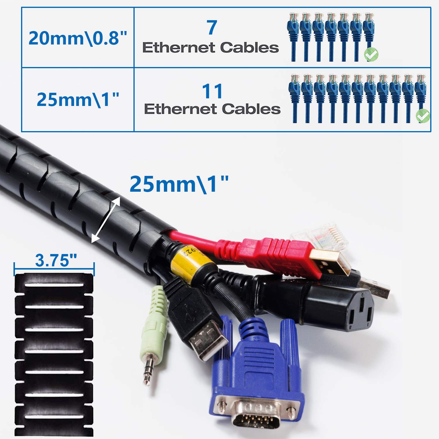 Foto 2 | Funda de Gestión de Cables Reliancer EZ Cord Bundler de 3 m con Cremallera C - Venta Internacional