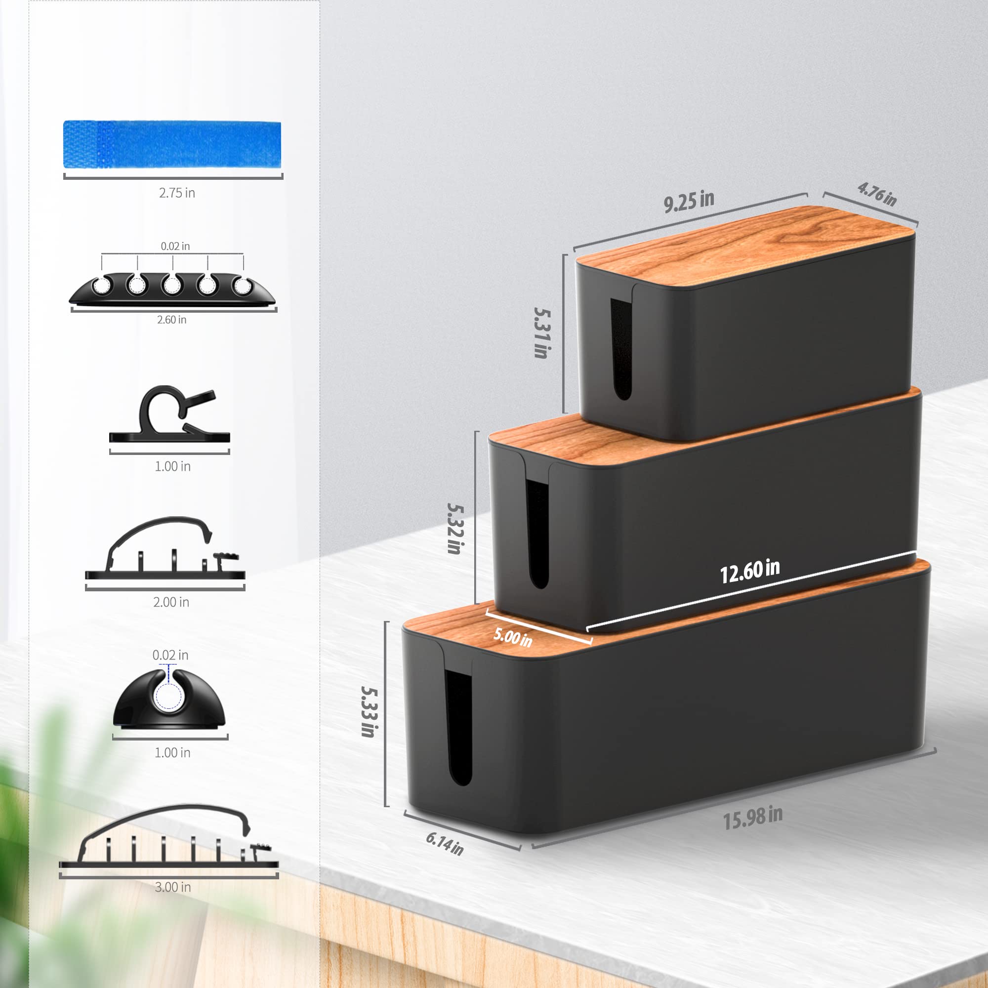 Foto 3 pulgar | Caja de Gestión de Cables Negro 3 piezas - Venta Internacional