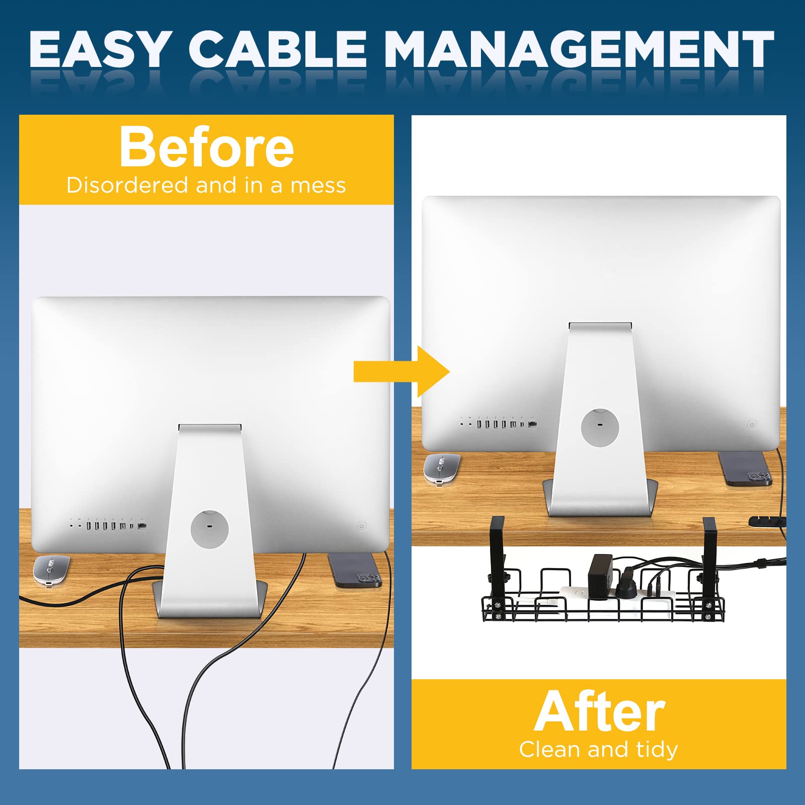 Foto 4 pulgar | Bandeja de Gestión de Cables para Debajo del Escritorio Heatcheer - Venta Internacional