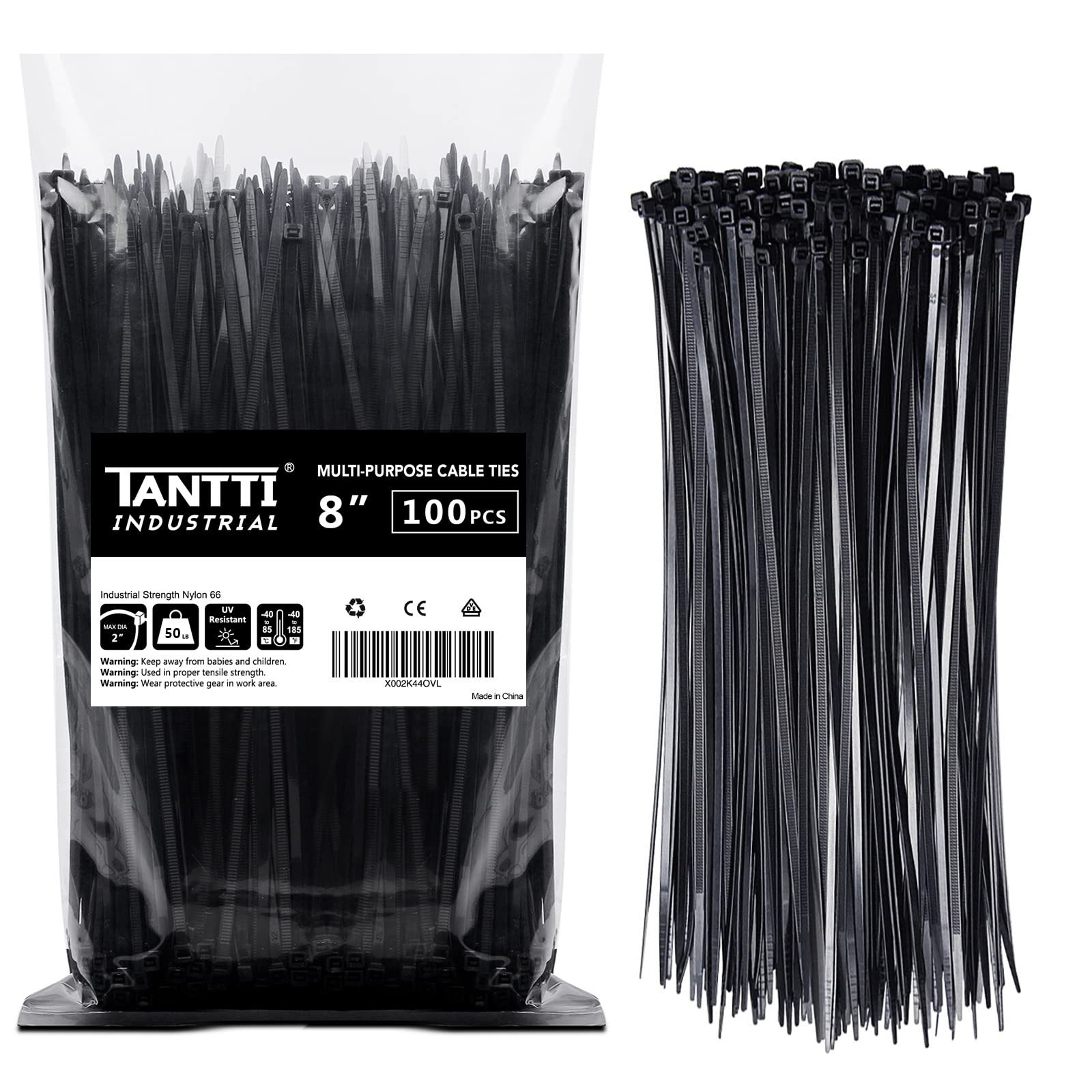 Bridas con Cremallera Tantti Supply Negras 100 Unidades de 20 cm C/U - Venta Internacional