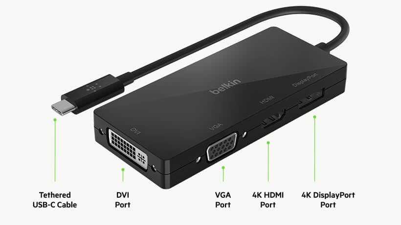 Foto 4 pulgar | Adaptador De Vídeo Usb C Belkin 4 En 1 Multipuerto Para Macbook Hdmi Vga - Venta Internacional.
