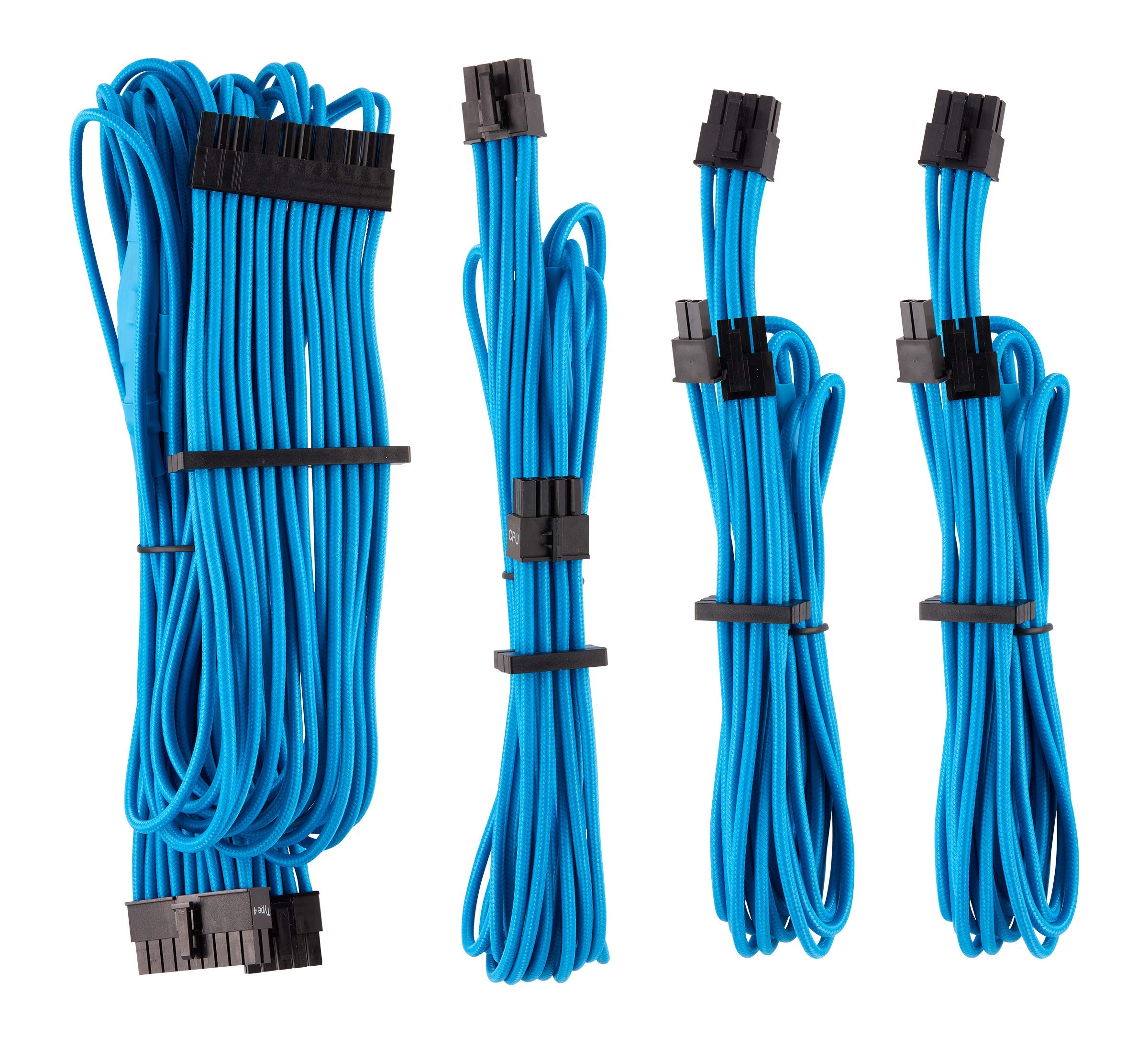 Kit Básico De Cables Psu Corsair Premium Con Fundas Individuales, Color Azul - Venta Internacional.