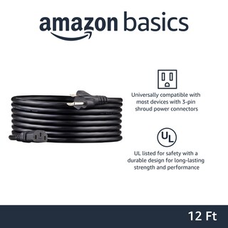 Foto 2 | Cable De Alimentación Amazon Basics De Repuesto De 12 Pies, Negro - Venta Internacional.