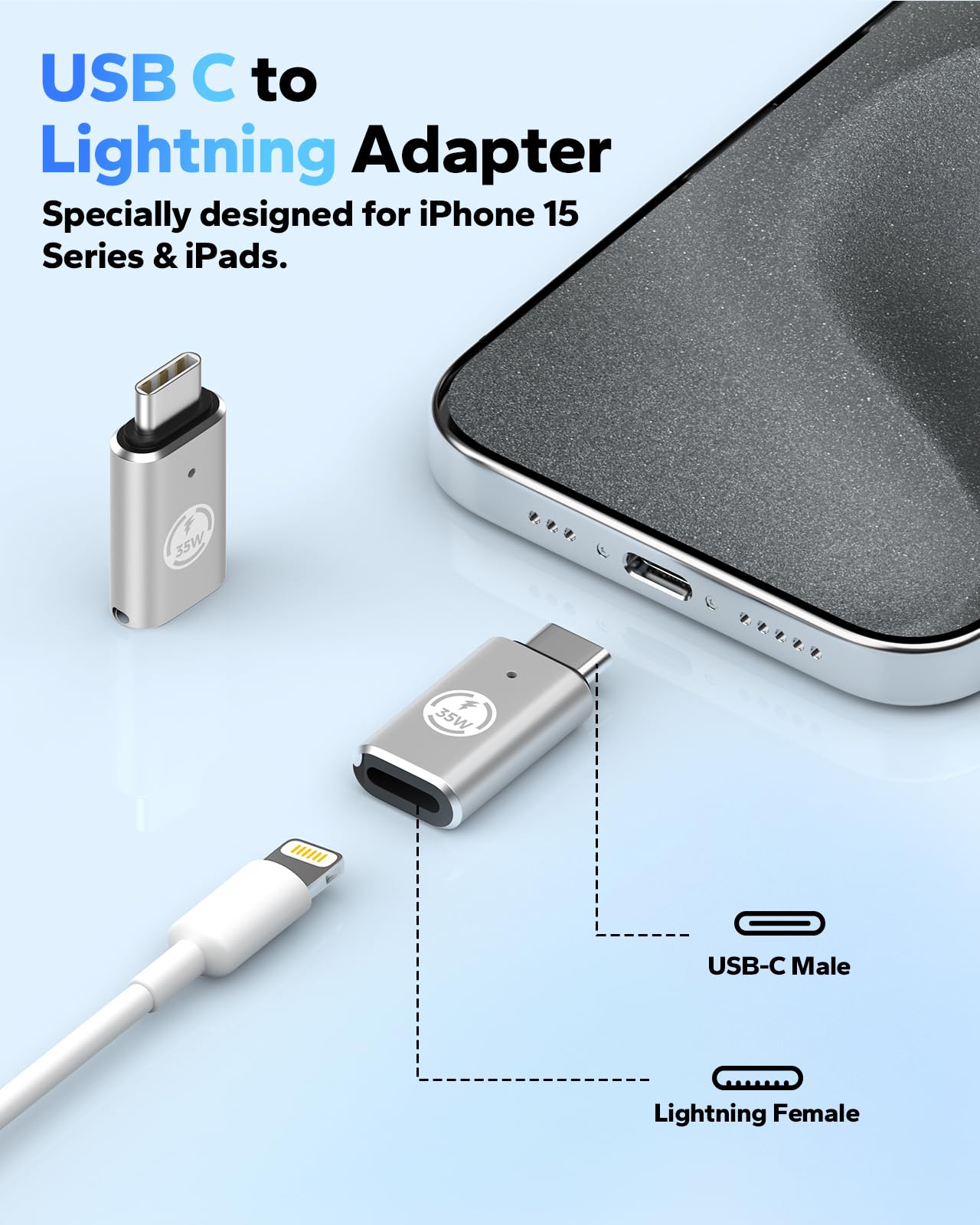 Foto 3 pulgar | Adaptador Moko Lightning Hembra A Usb C Macho Para Iphone 15/16 - Venta Internacional.