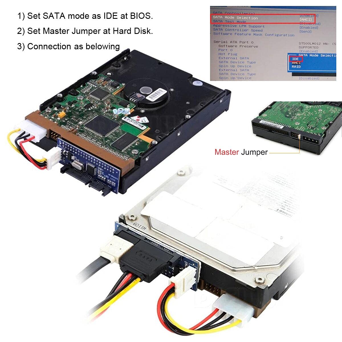 Foto 3 pulgar | Adaptador Conversor Cablecc Ide/pata De 40 Pines De Disco A Sata Hembra - Venta Internacional.