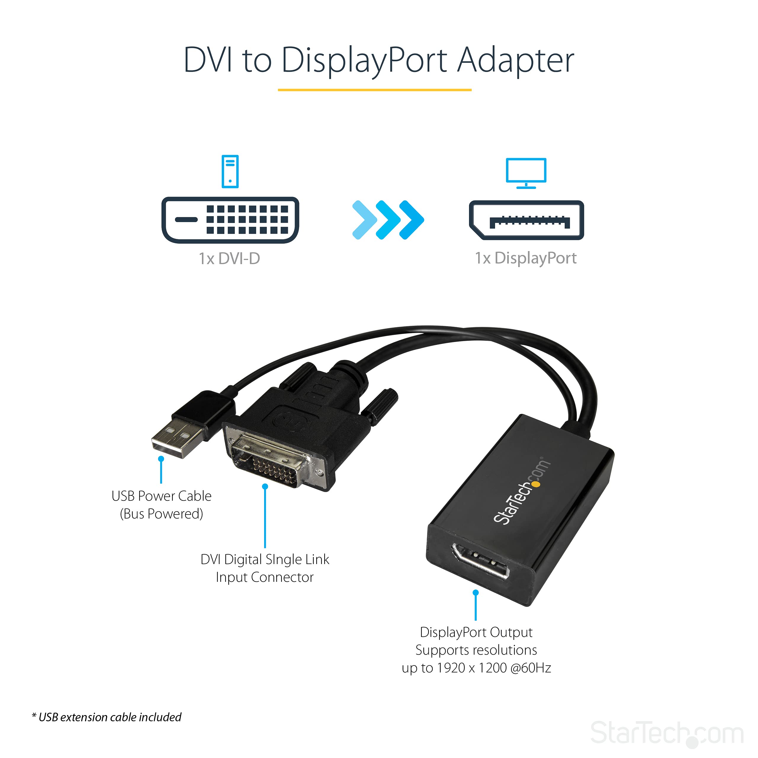 Foto 2 | Adaptador Startech.com Dvi A Displayport Dvi-d A Dp 1920x1200 - Venta Internacional.