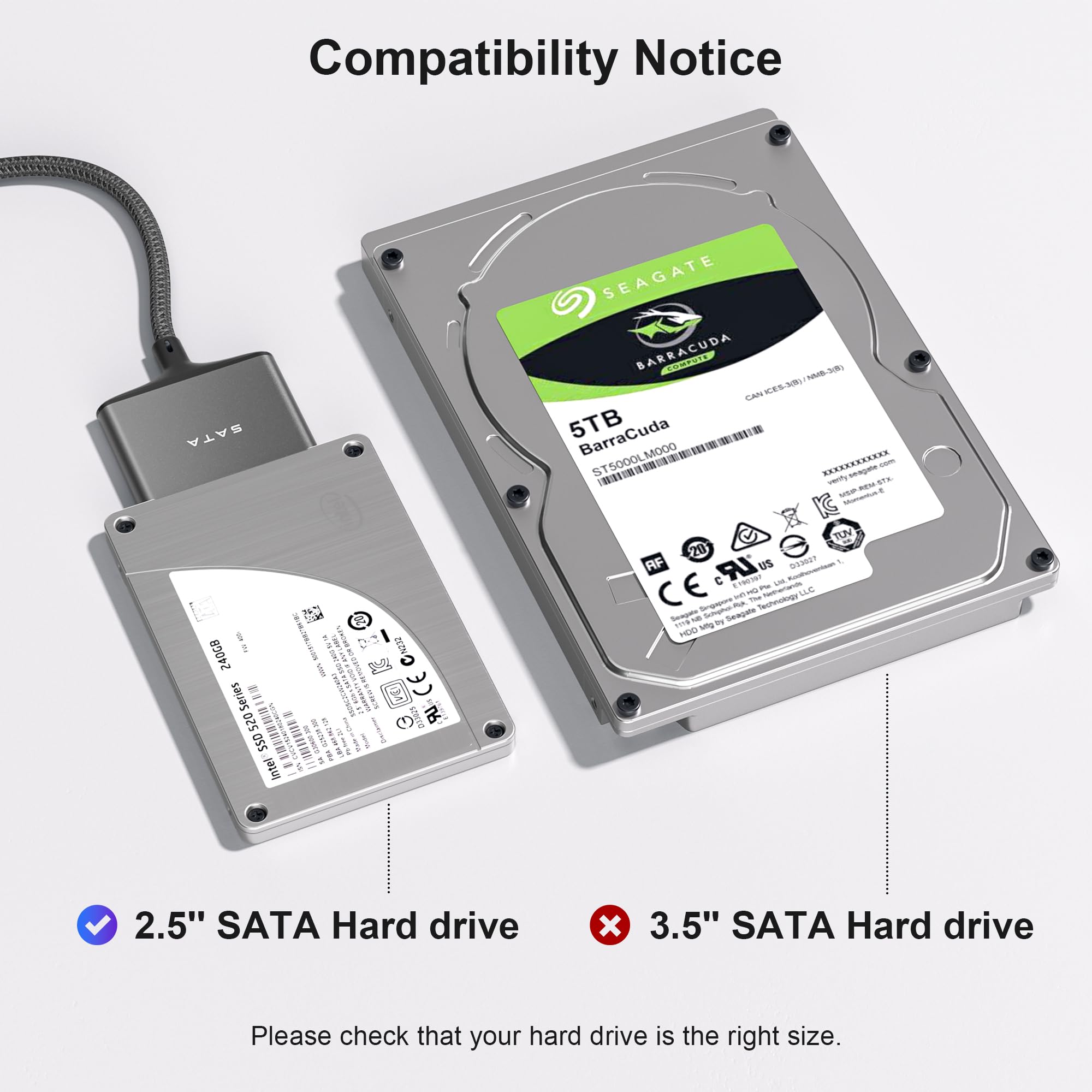 Foto 5 pulgar | Cable Adaptador Sata A Usb Y Adaptador Usb C Para Hdd/ssd - Venta Internacional.