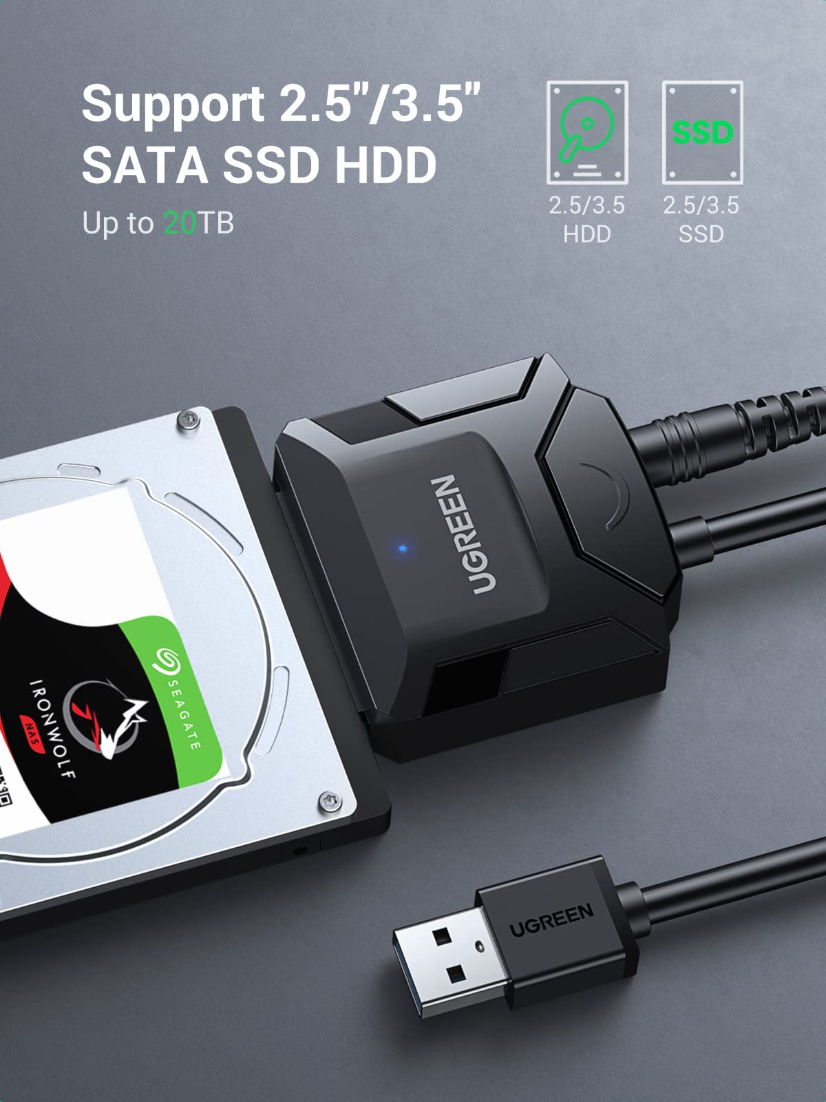 Foto 3 pulgar | Cable Adaptador Sata A Usb 3.0 Ugreen Para Ssd/hdd De 3,5 Y 2,5 Pulgadas - Venta Internacional.